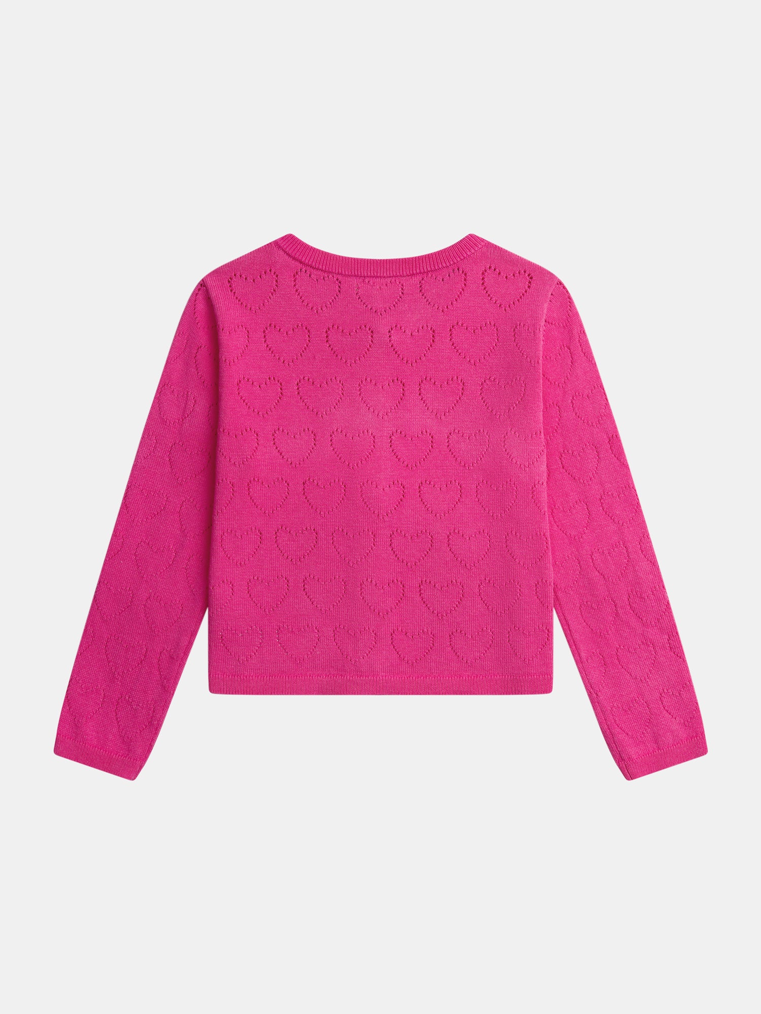 Cardigan rosa a punto cuore per ragazza - Image 5