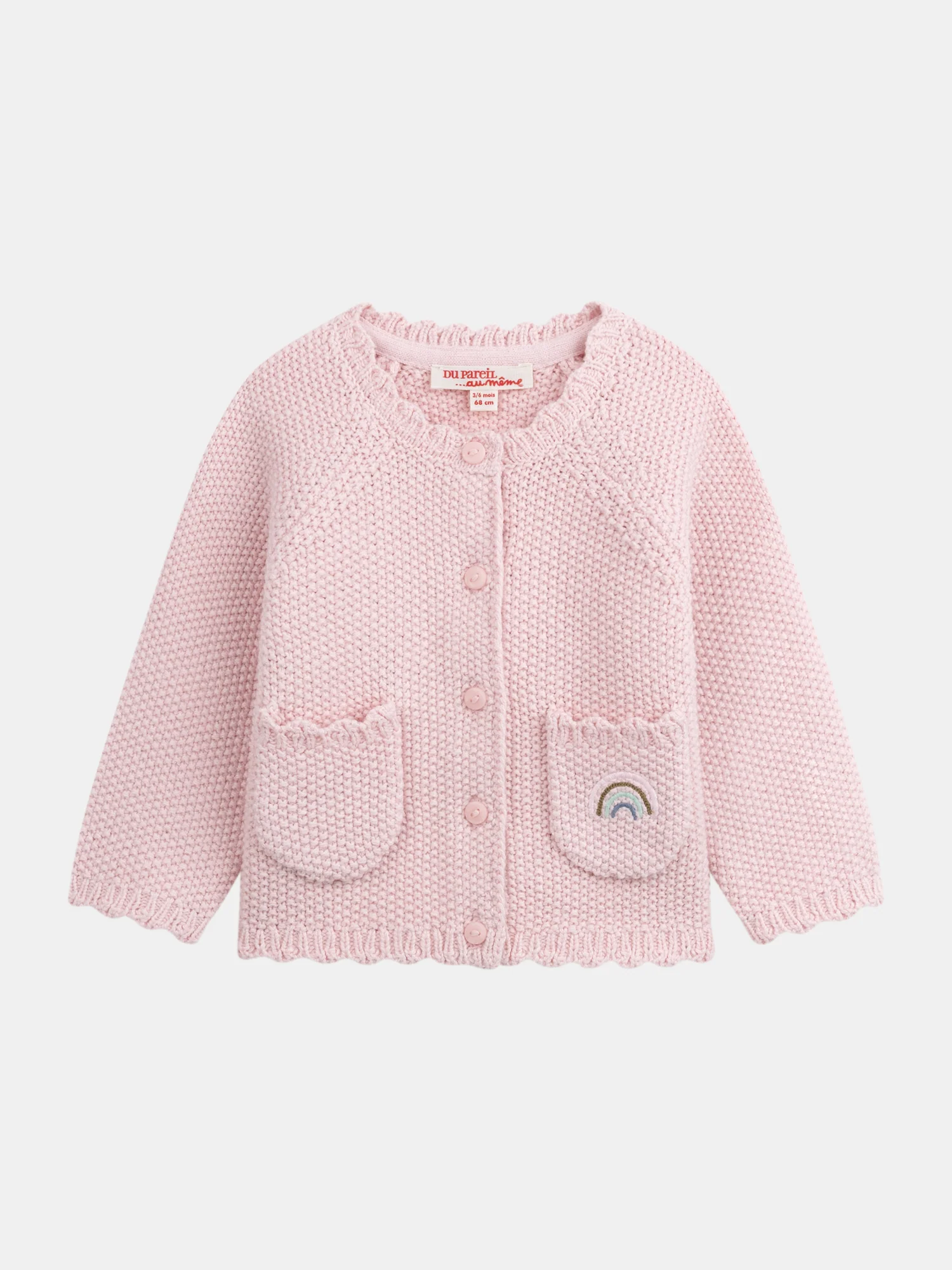 Cardigan in maglia rosa "RAINBOW" per bambina