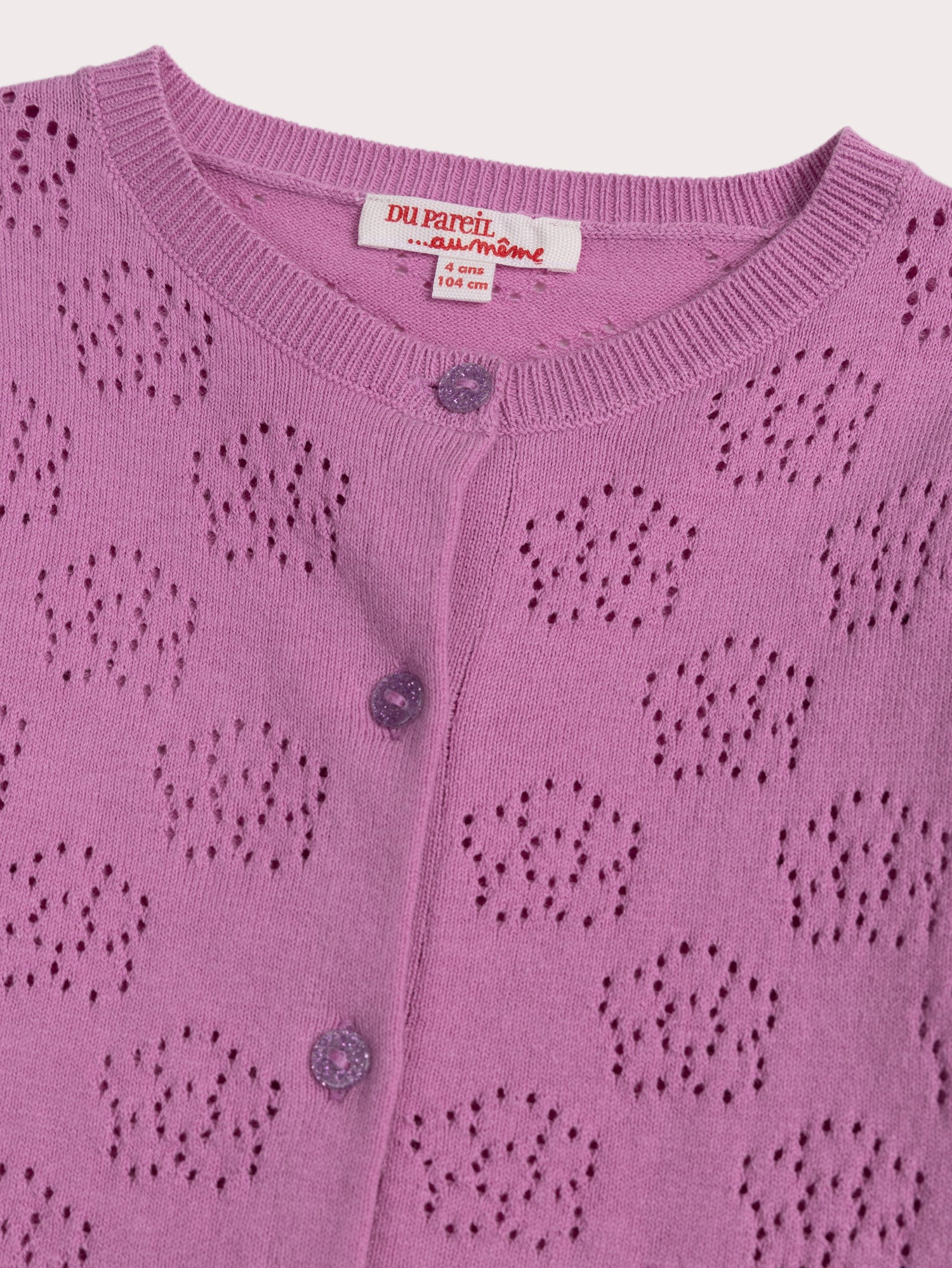 Cardigan Viola in Maglina con Motivo Floreale - Image 2