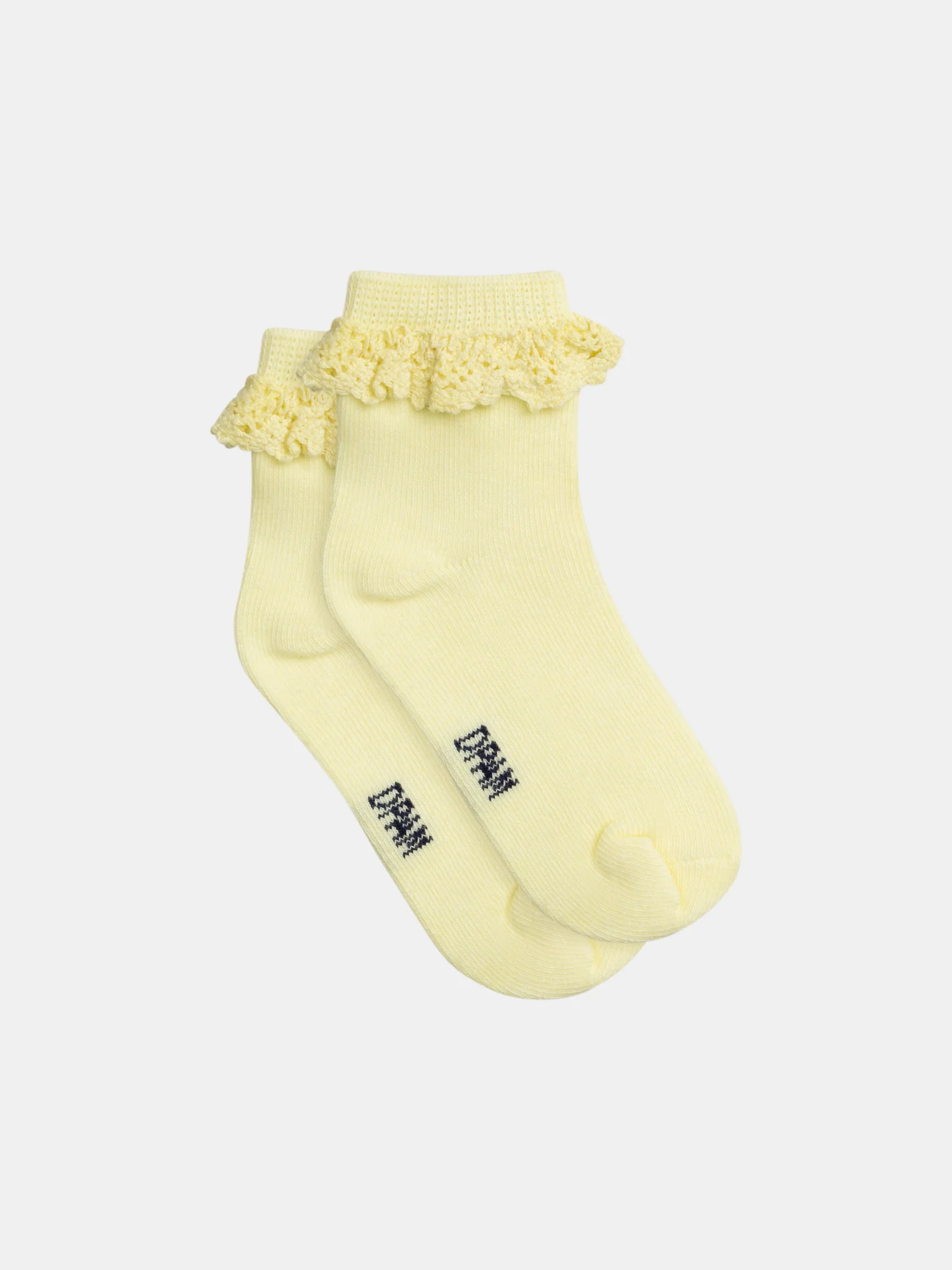 Chaussettes jaunes à dentelle pour bébé fille - Image 2