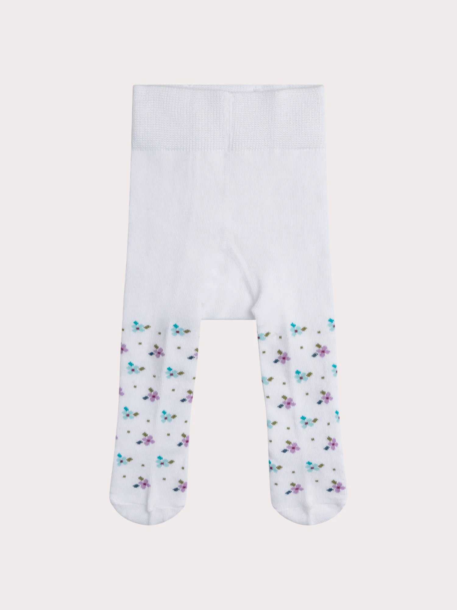 Collant Bianchi con Motivo Floreale per Bambina