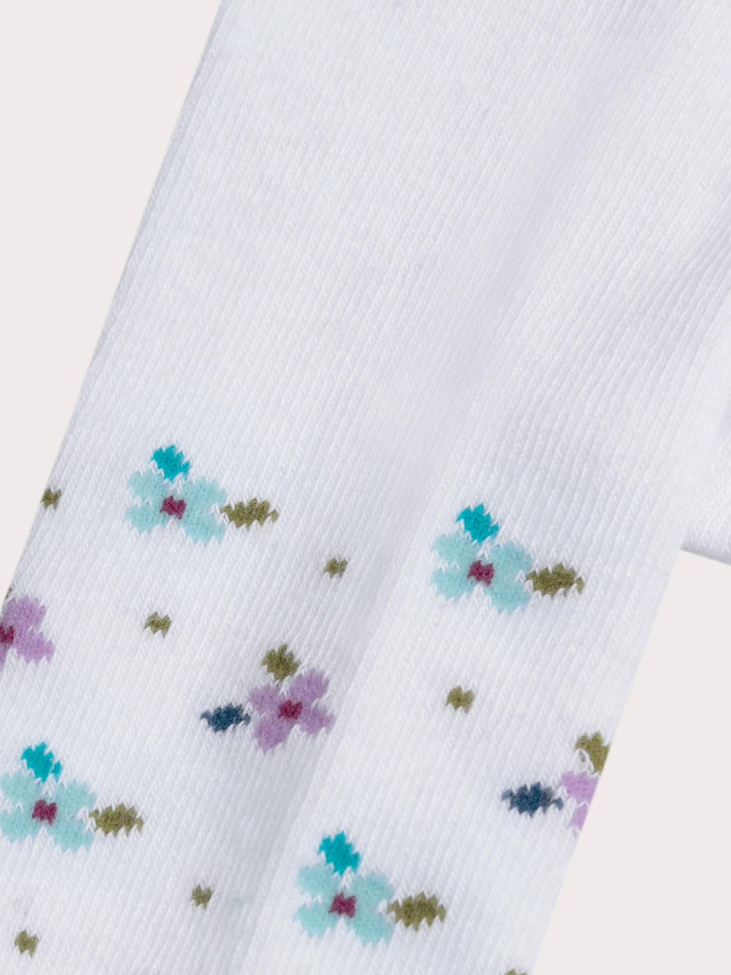 Collant Bianchi con Motivo Floreale per Bambina - Image 2