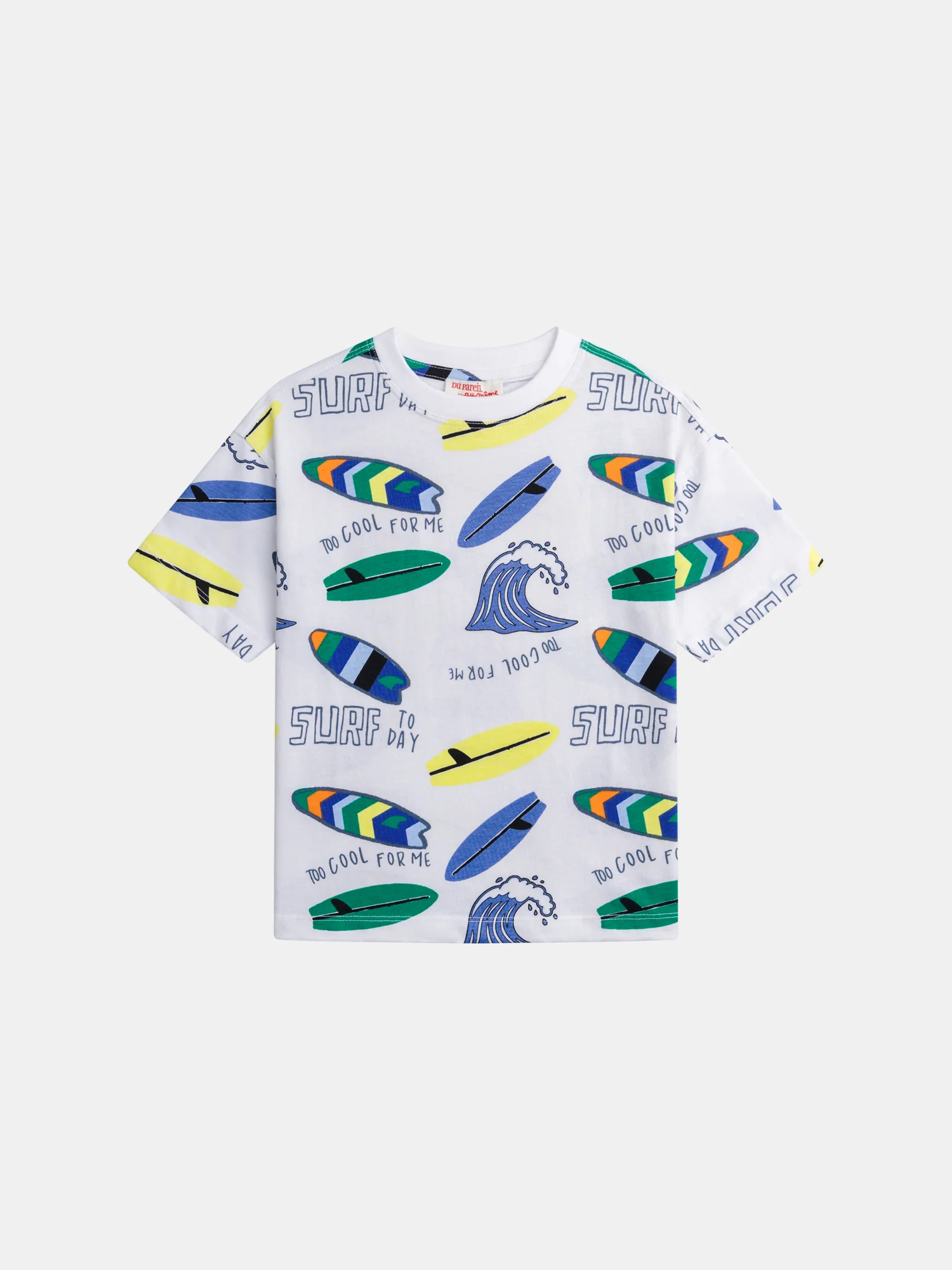 Completo di t-shirt bianca e pantaloni corti verdi con stampa per ragazzi - Image 6