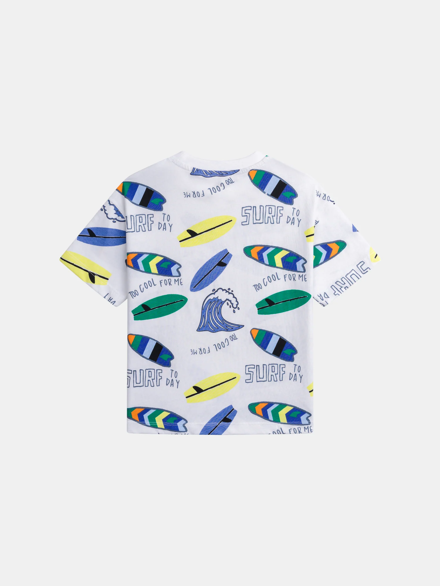 Completo di t-shirt bianca e pantaloni corti verdi con stampa per ragazzi - Image 8