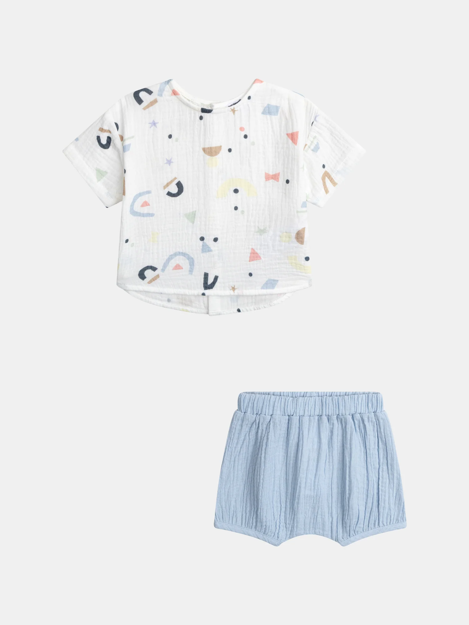 Completo per neonati con t-shirt e pantaloni corti per maschio