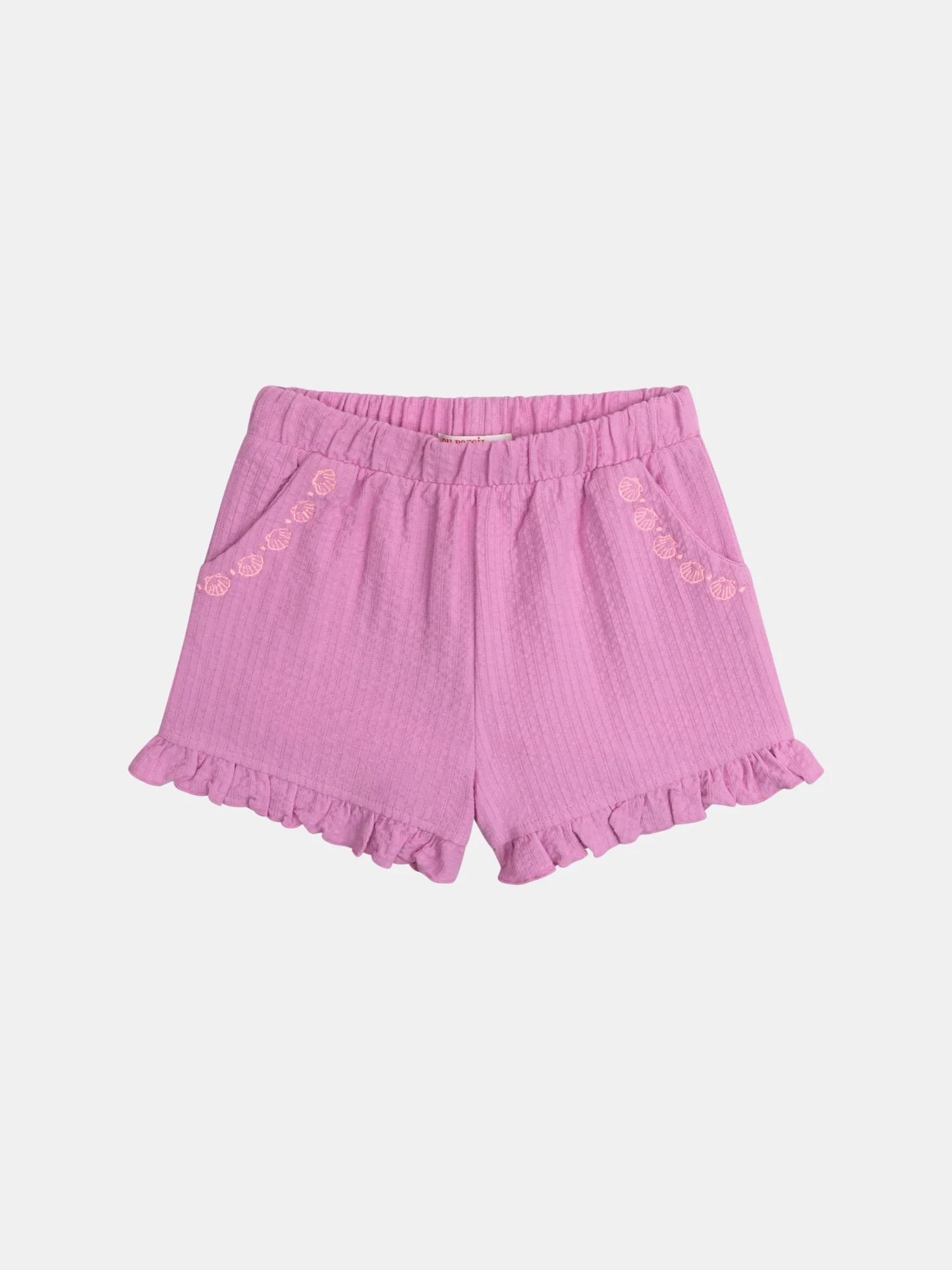 Completo rosa malva con t-shirt e shorts testurizzati per bambine - Image 5