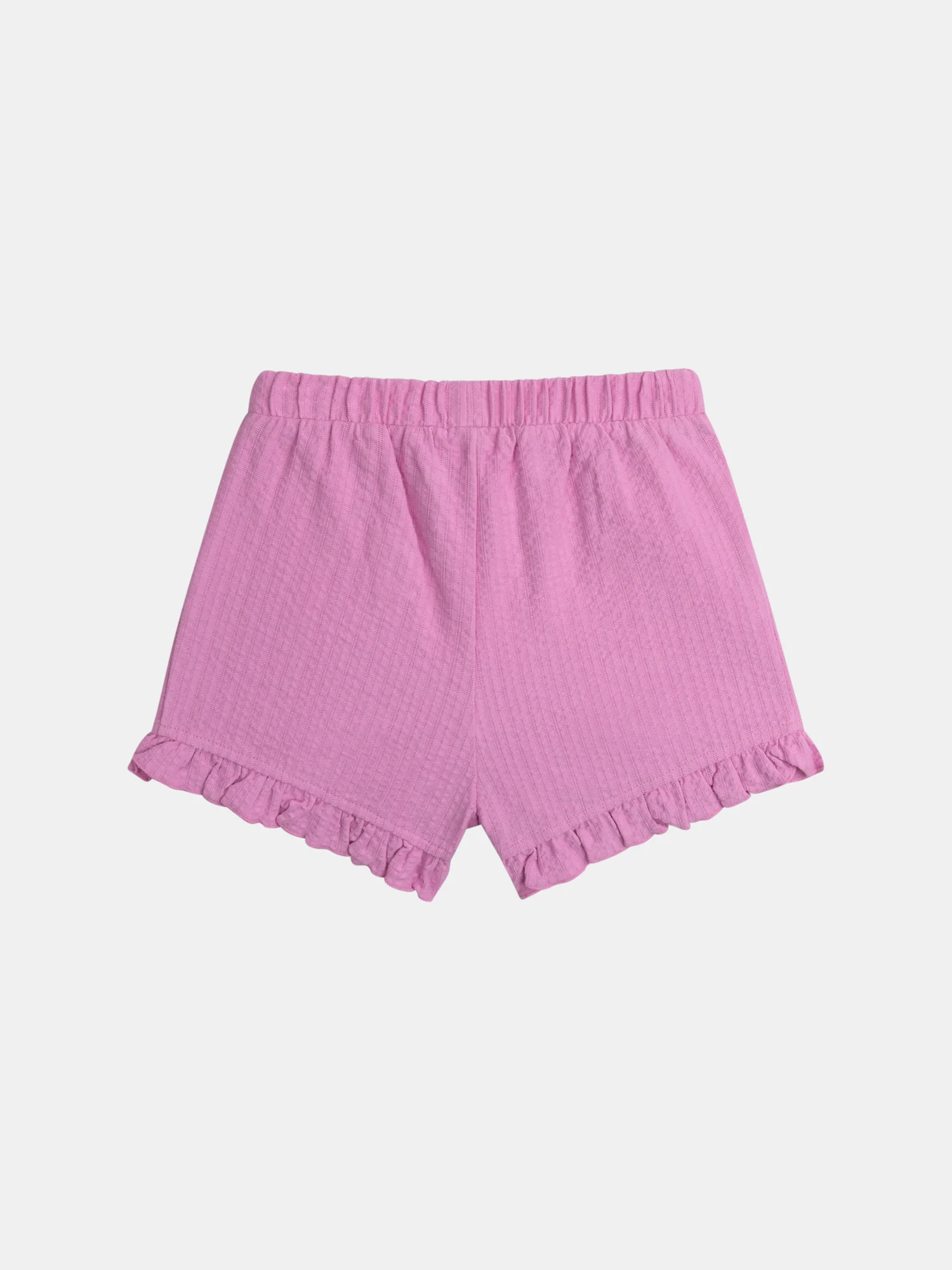 Completo rosa malva con t-shirt e shorts testurizzati per bambine - Image 7