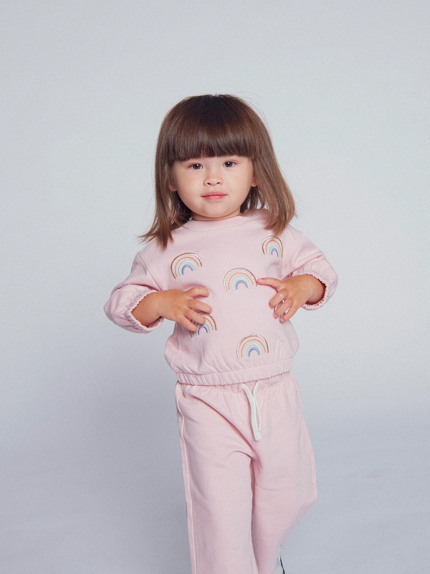 Completo maglione e pantaloni rosa "RAINBOW" per bambina - Image 5
