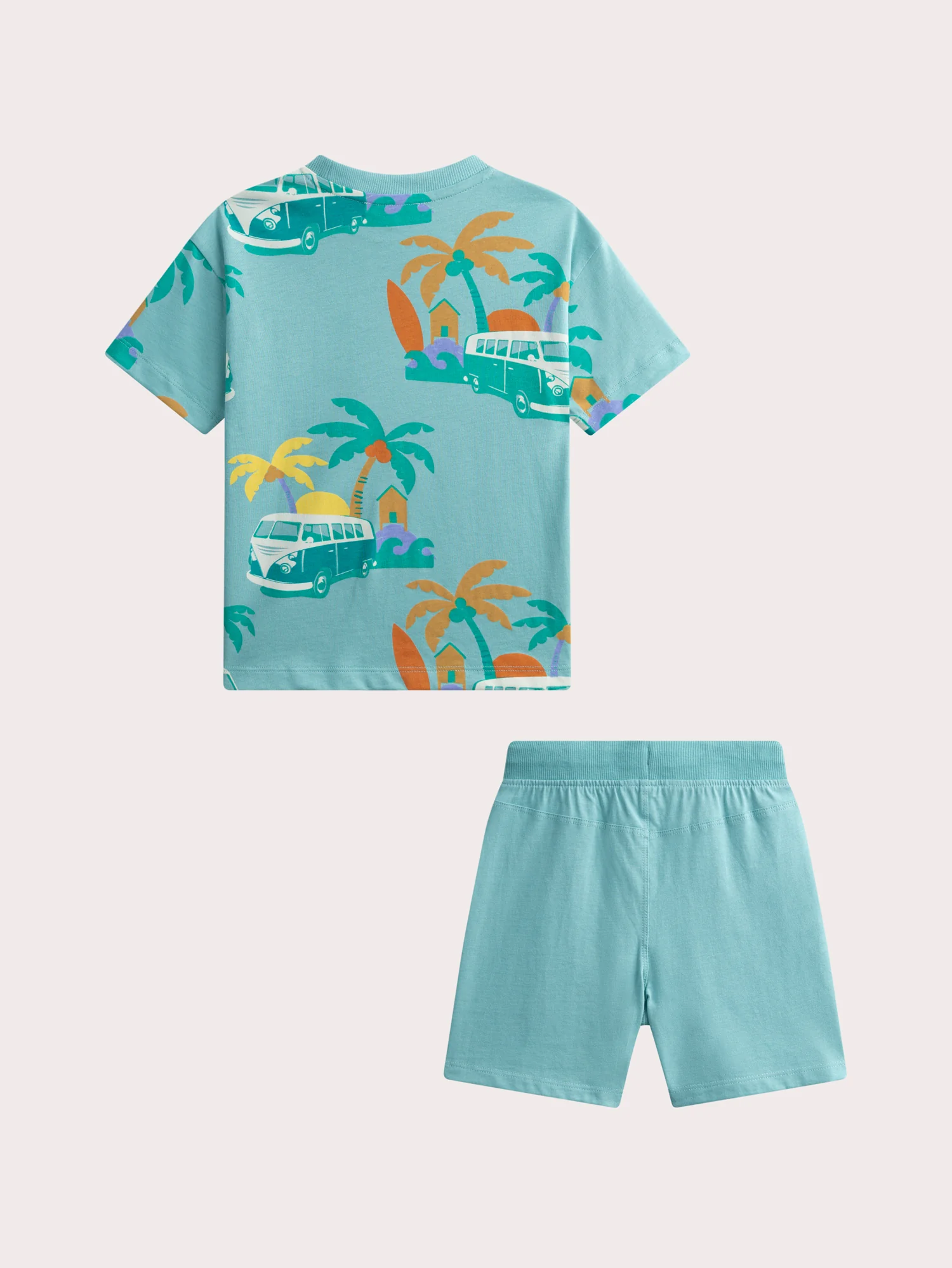 Completo t-shirt animazione palme e shorts blu cielo - Image 2