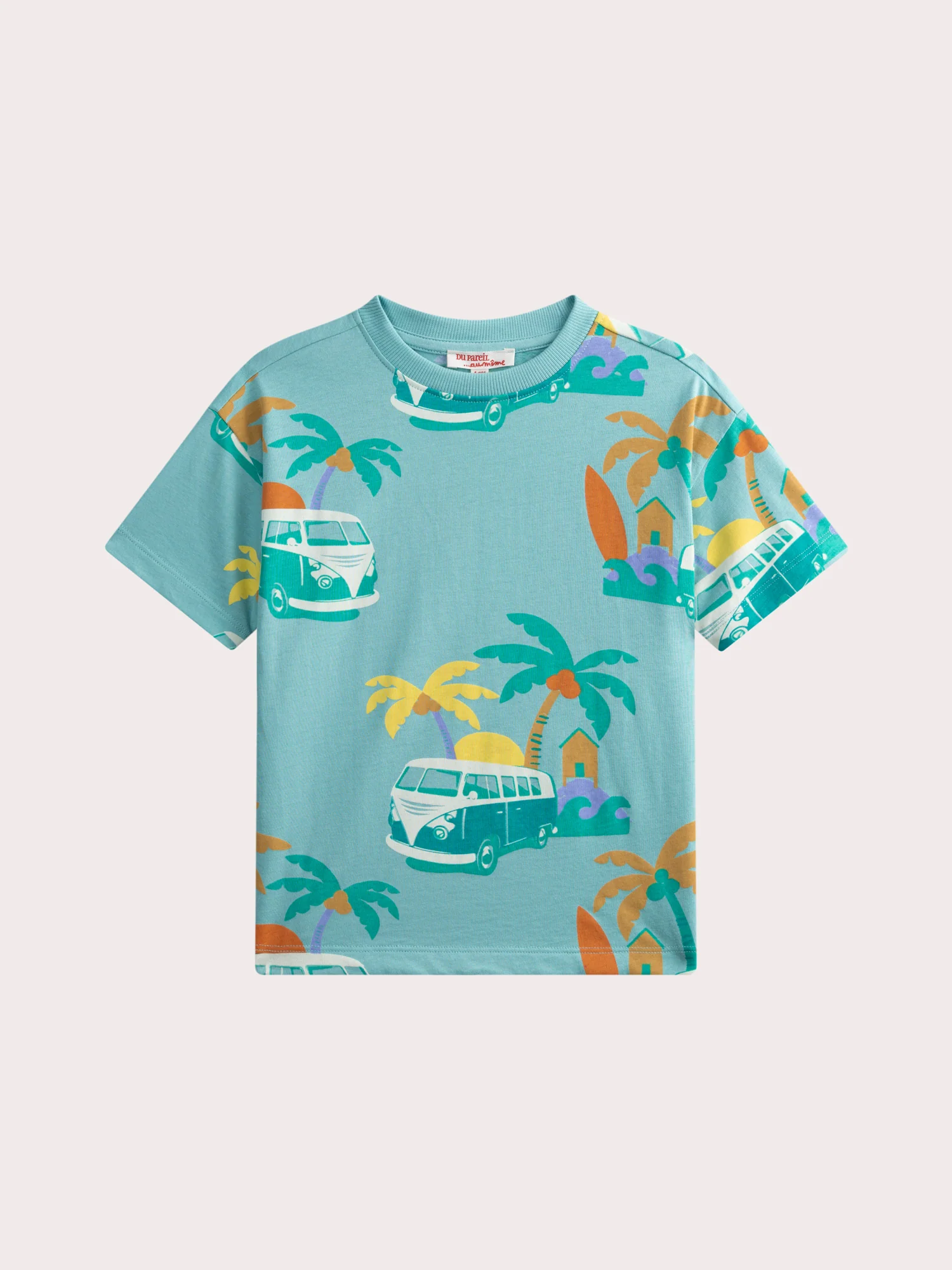 Completo t-shirt animazione palme e shorts blu cielo - Image 3