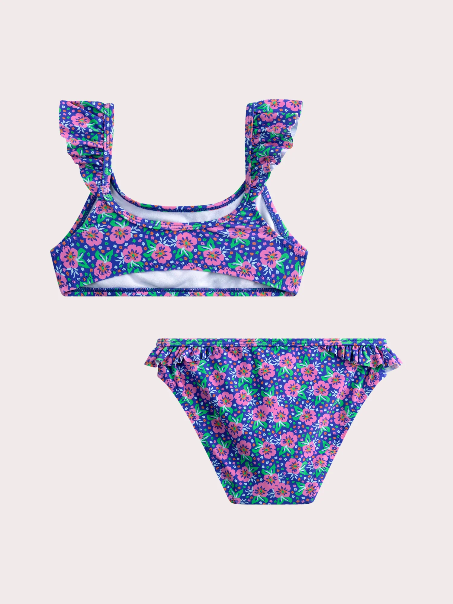 Costume da Bagno a 2 Pezzi Blu con Stampa Floreale per Ragazze - Image 4