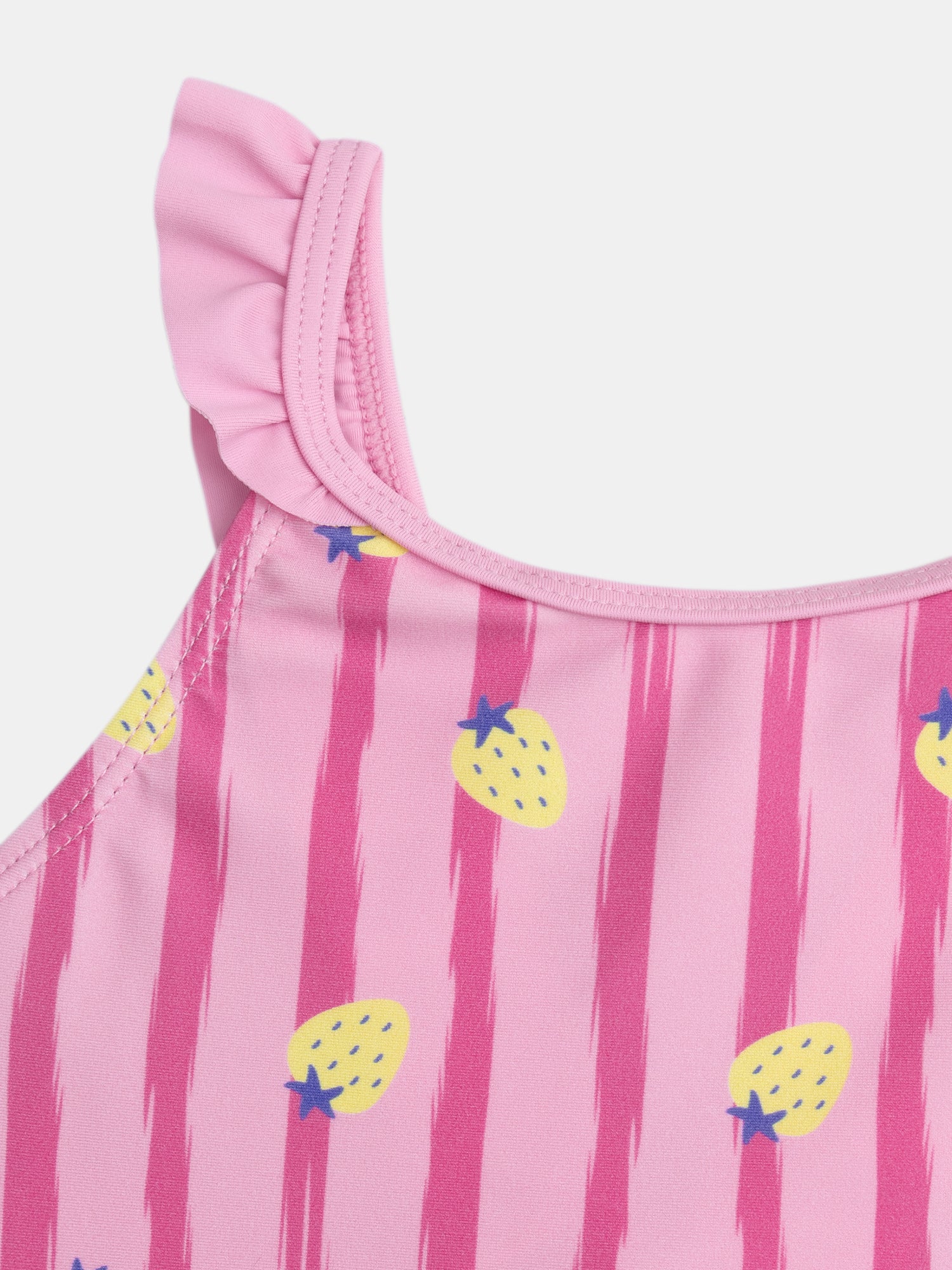 Costume da bagno a una pezzo stampato con fragole su strisce rosa - Image 3