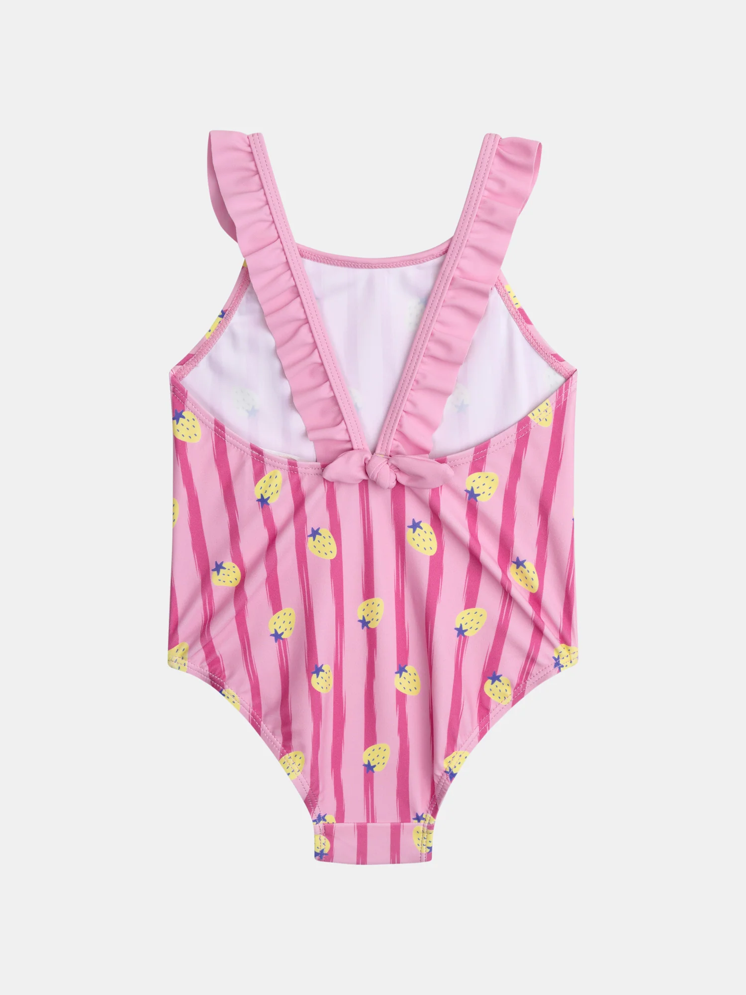 Costume da bagno a una pezzo stampato con fragole su strisce rosa - Image 4