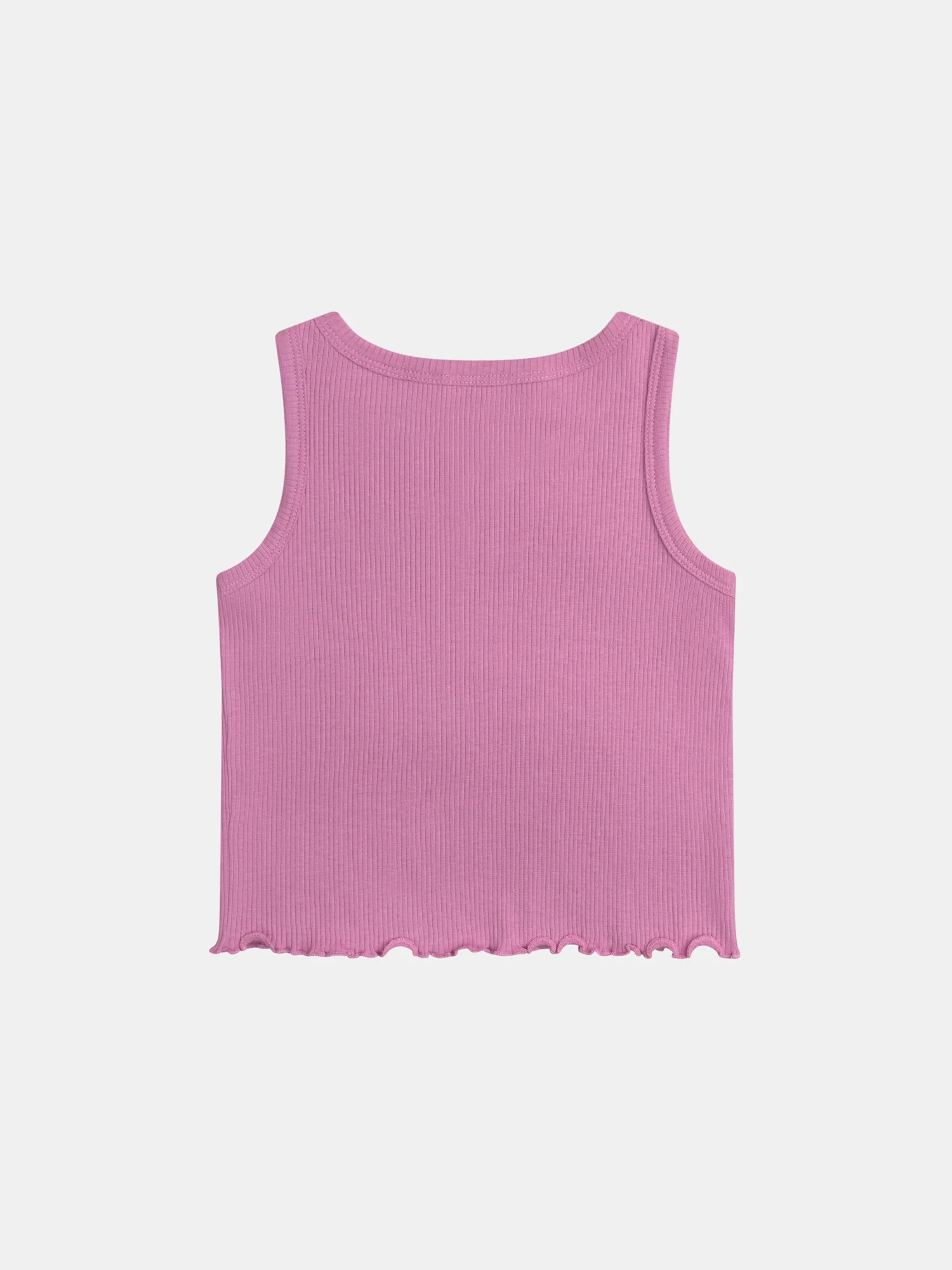Débardeur uni rose en côte pour fille - Image 4