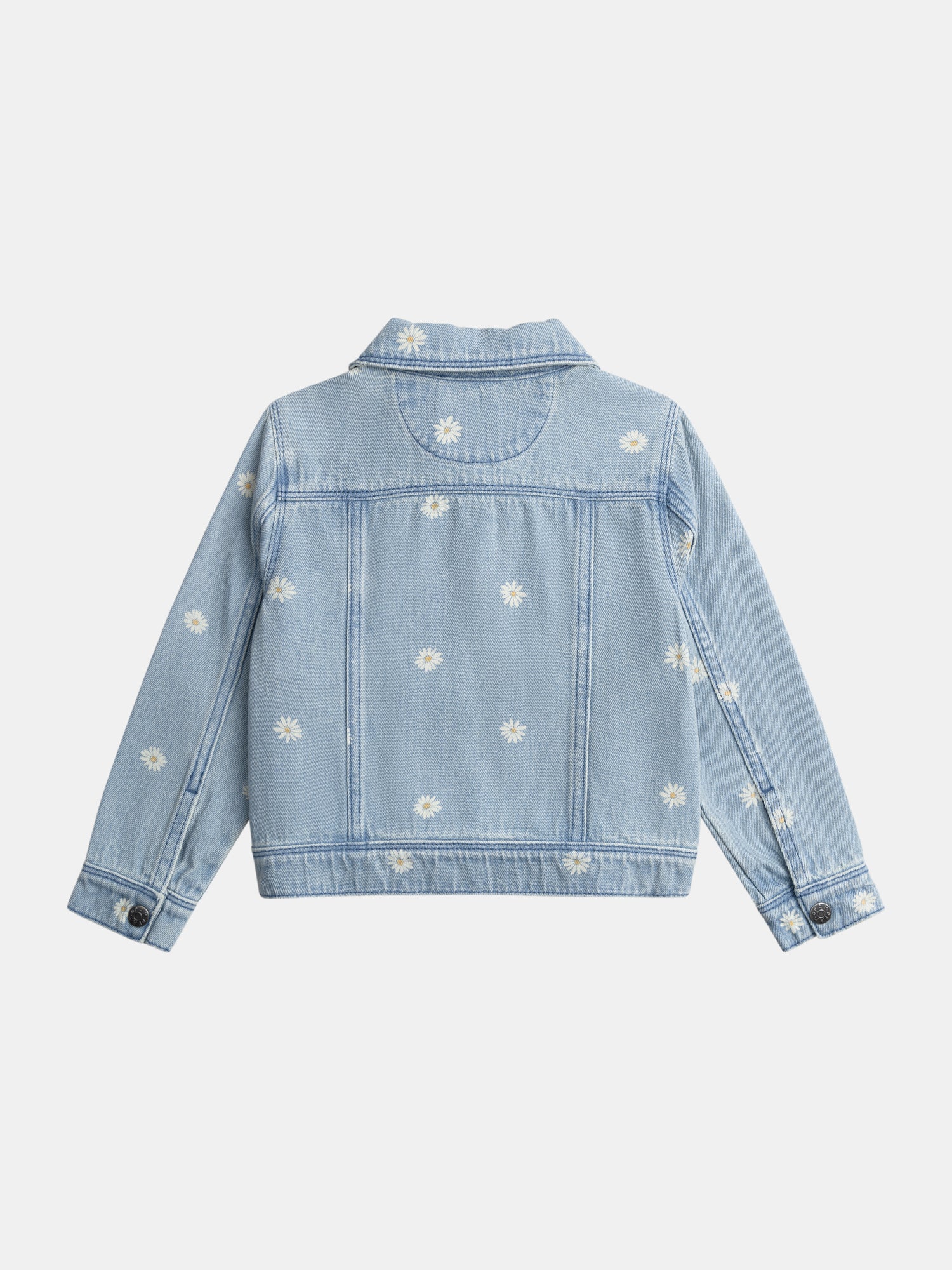 Giacca in Denim Chiaro con Ricami di Fiori per Ragazze - Image 6