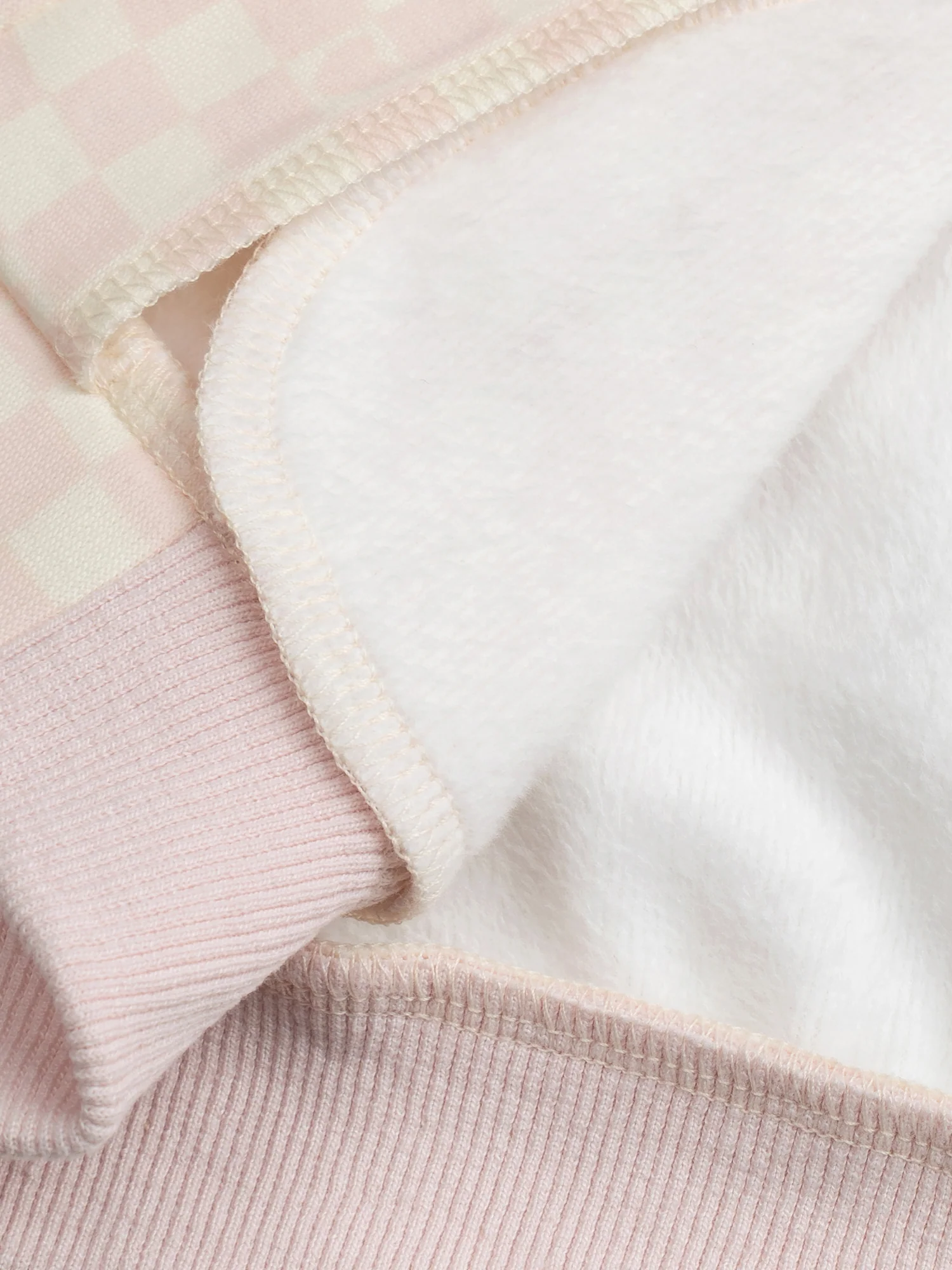 Giacca teddy a quadretti rosa e crema per ragazze - Image 5