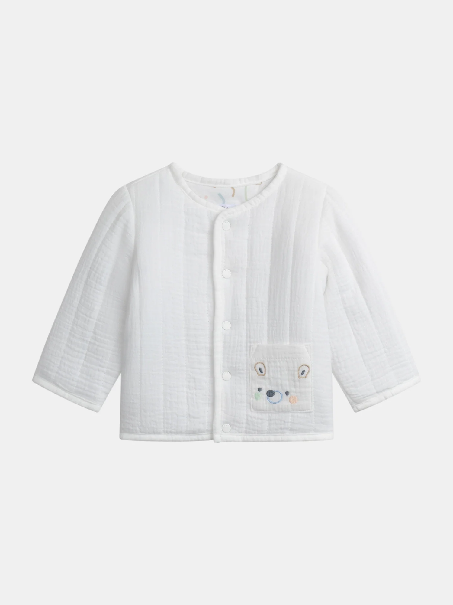 Gilet bianco con tasca a forma di orsetto per neonato unisex