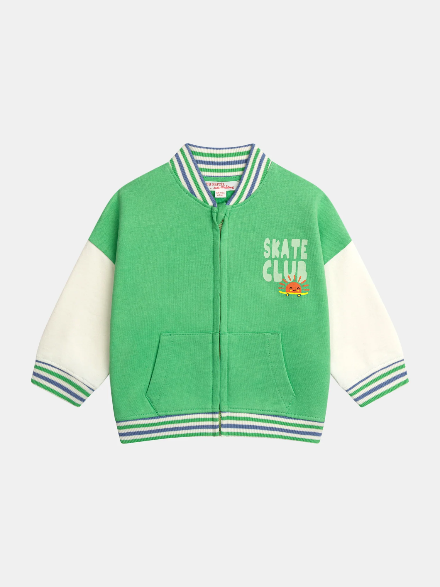 Gilet verde "Skate Club" con zip per bambino