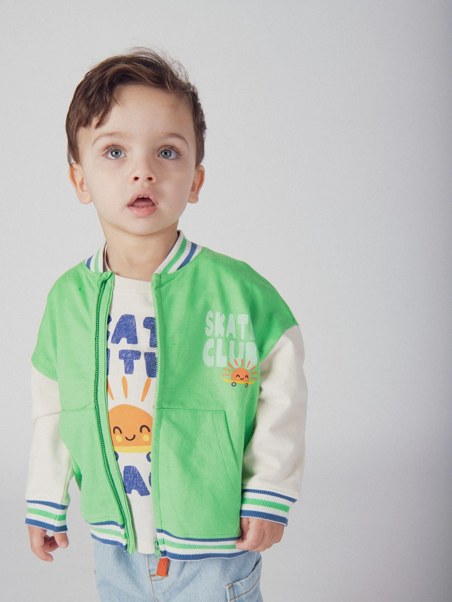 Gilet verde "Skate Club" con zip per bambino - Image 2