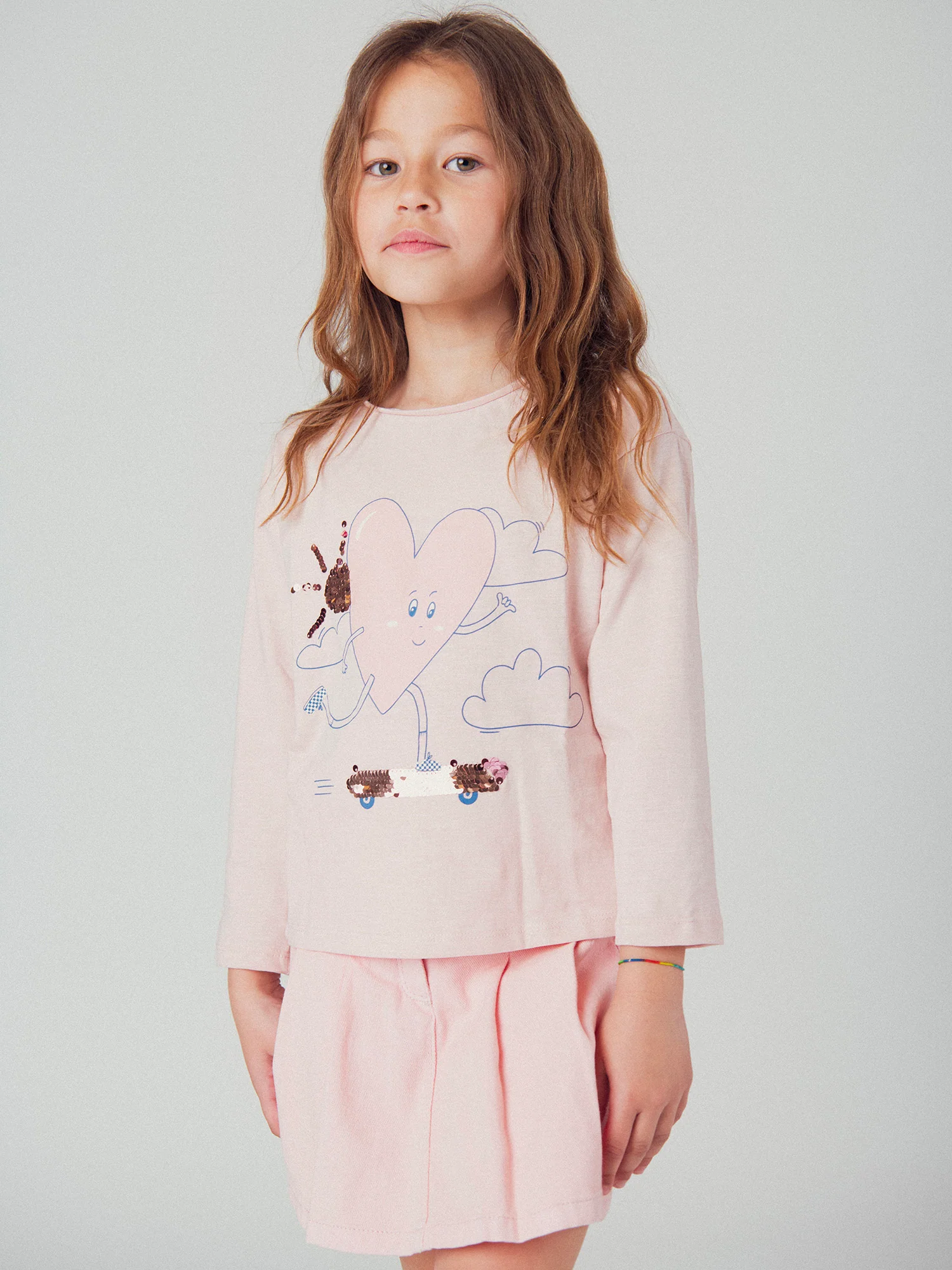 Gonna corta rosa con tasche per ragazze - Image 2