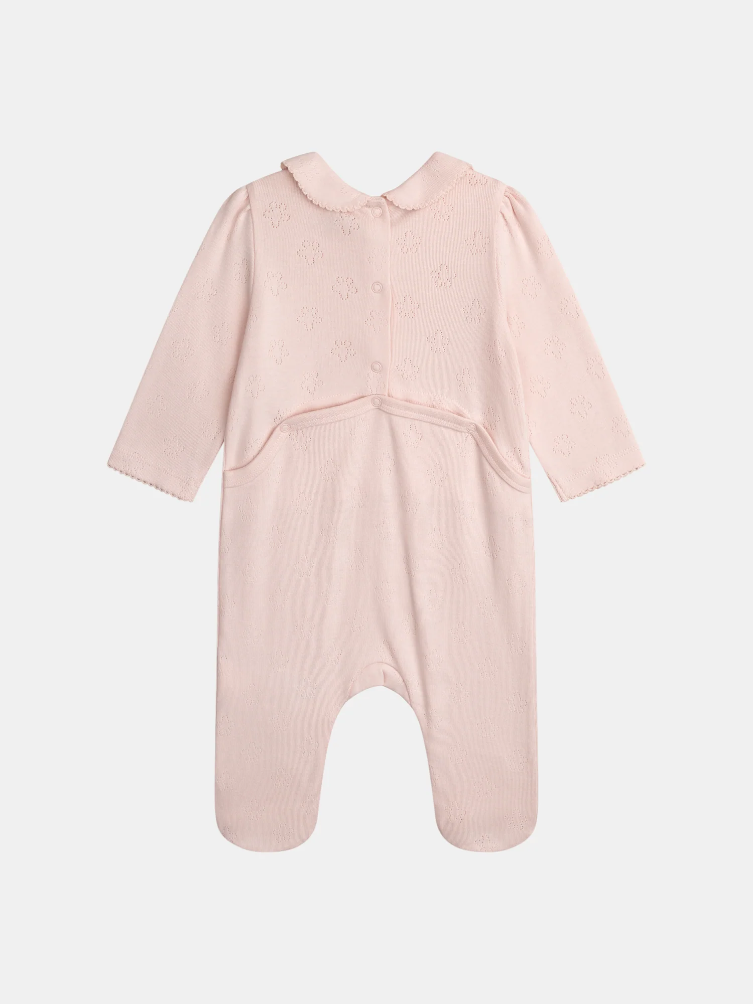 Grenouillère rose à col Claudine avec motif "girafe et éléphant" pour bébé fille - Image 3