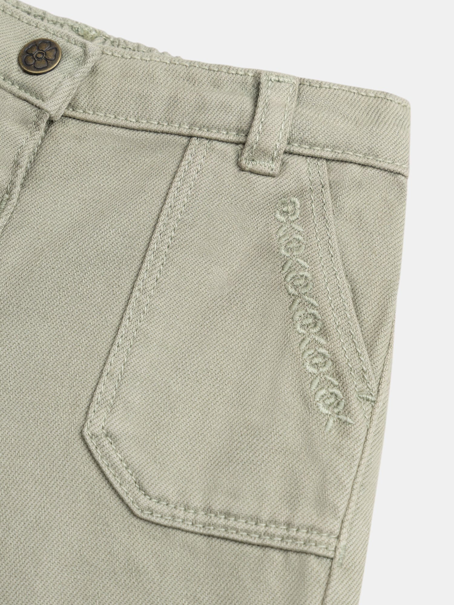 Jeans colorati con ricamo di fiori per bambina - Image 4