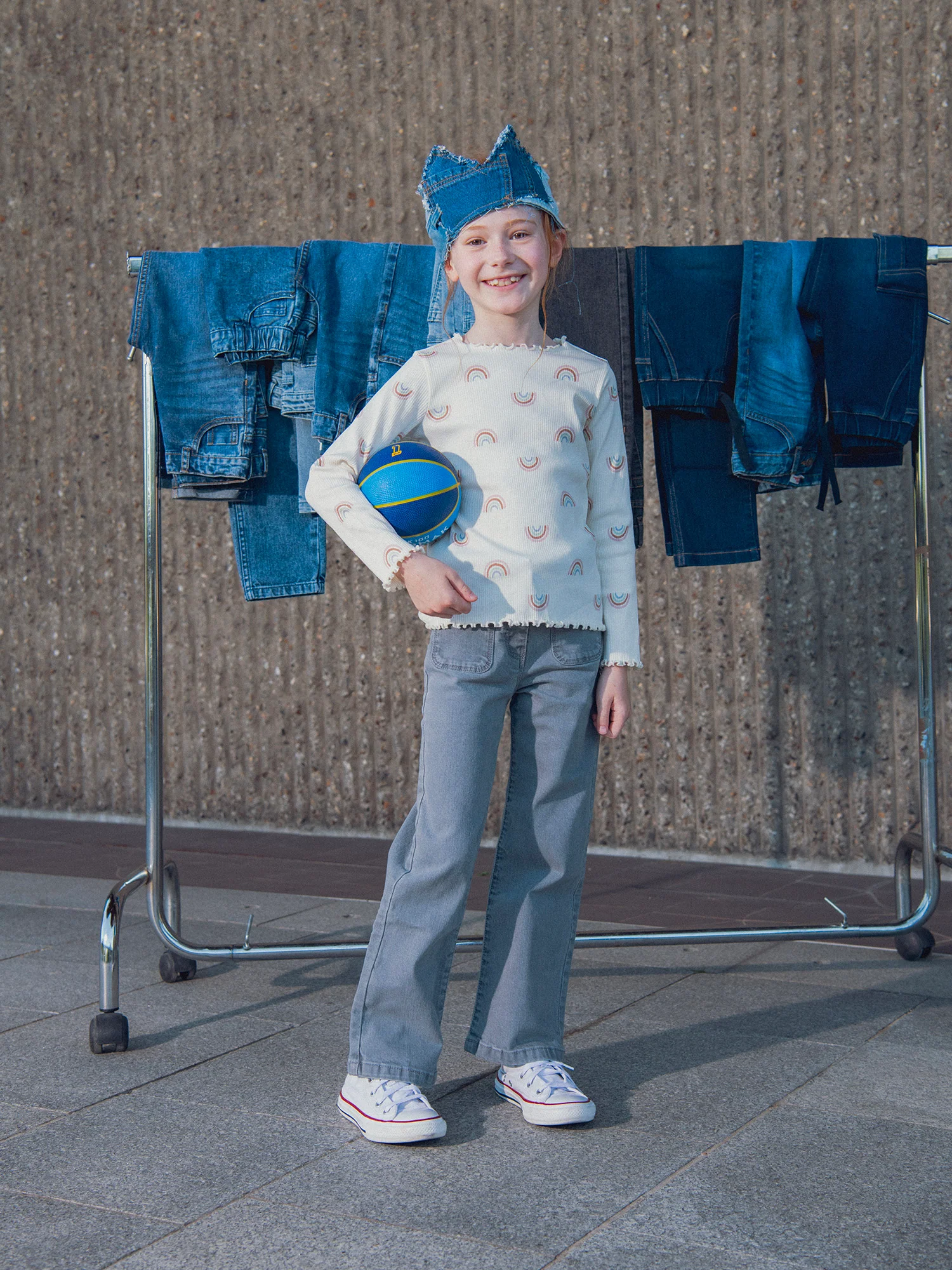 Jean en denim gris a poches pour fille - Image 2