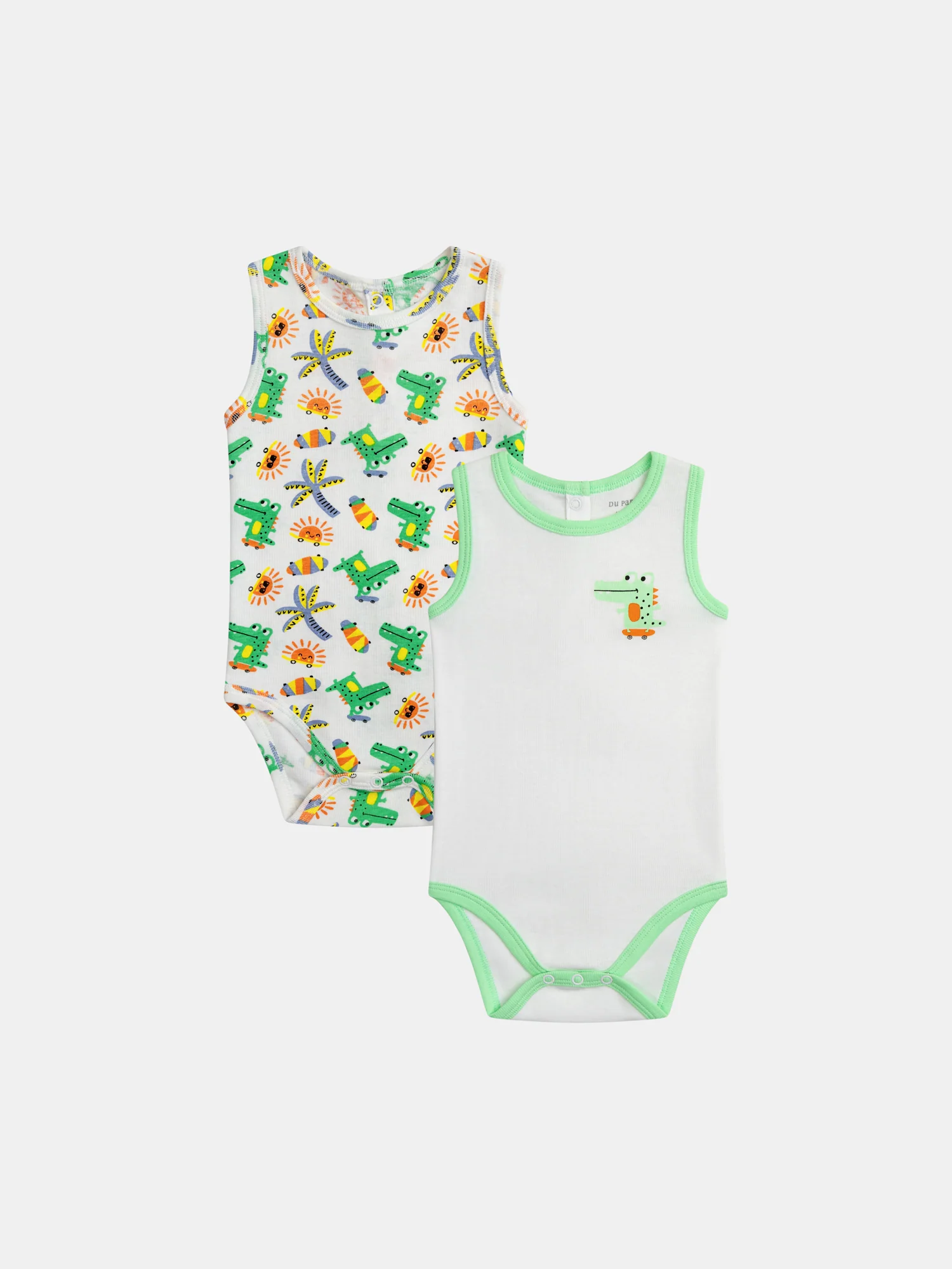 Set di 2 body senza maniche con motivi di coccodrillo per neonati maschi