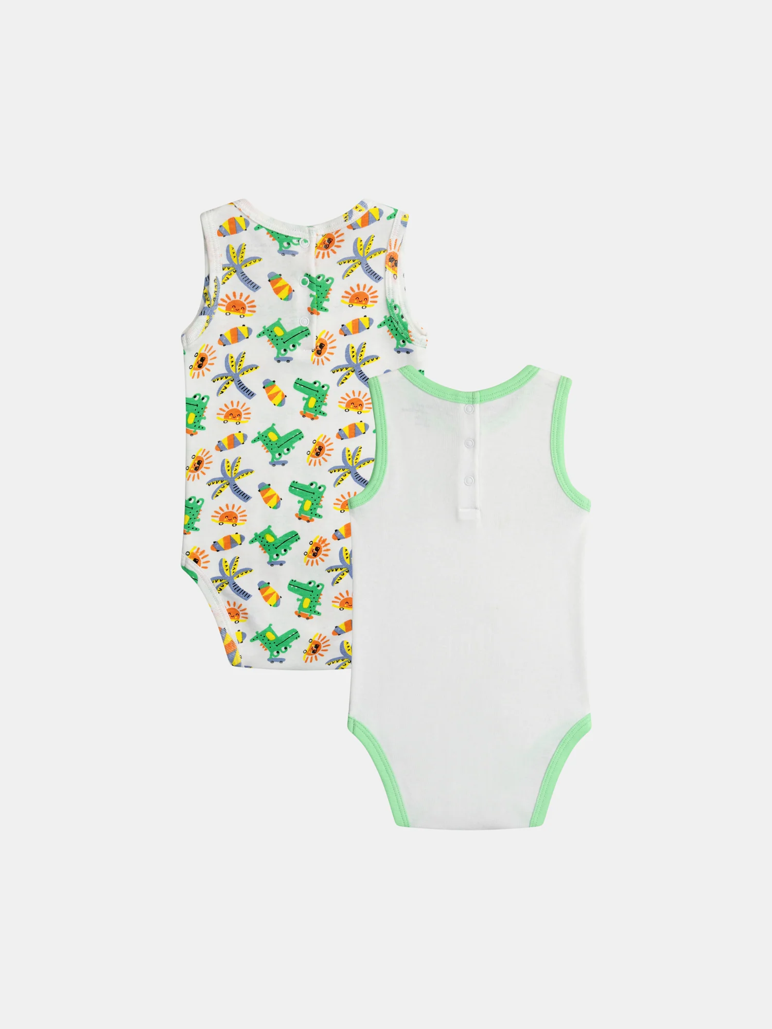 Set di 2 body senza maniche con motivi di coccodrillo per neonati maschi - Image 5