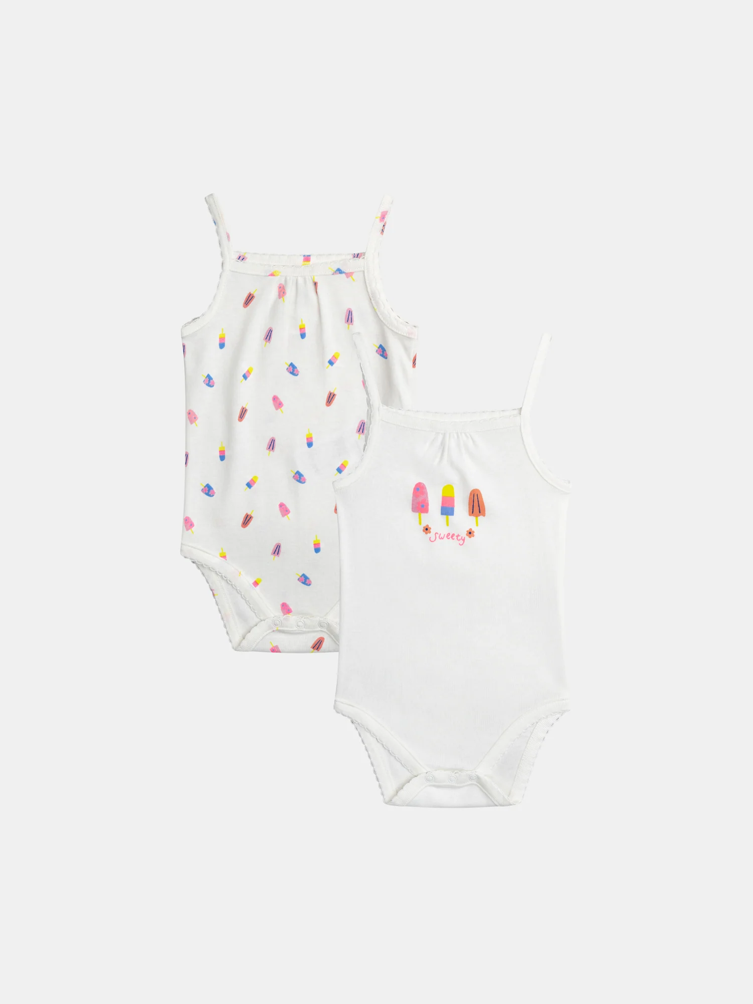 Set di 2 body "SWEET & CHILL" con spalline sottili per bambine