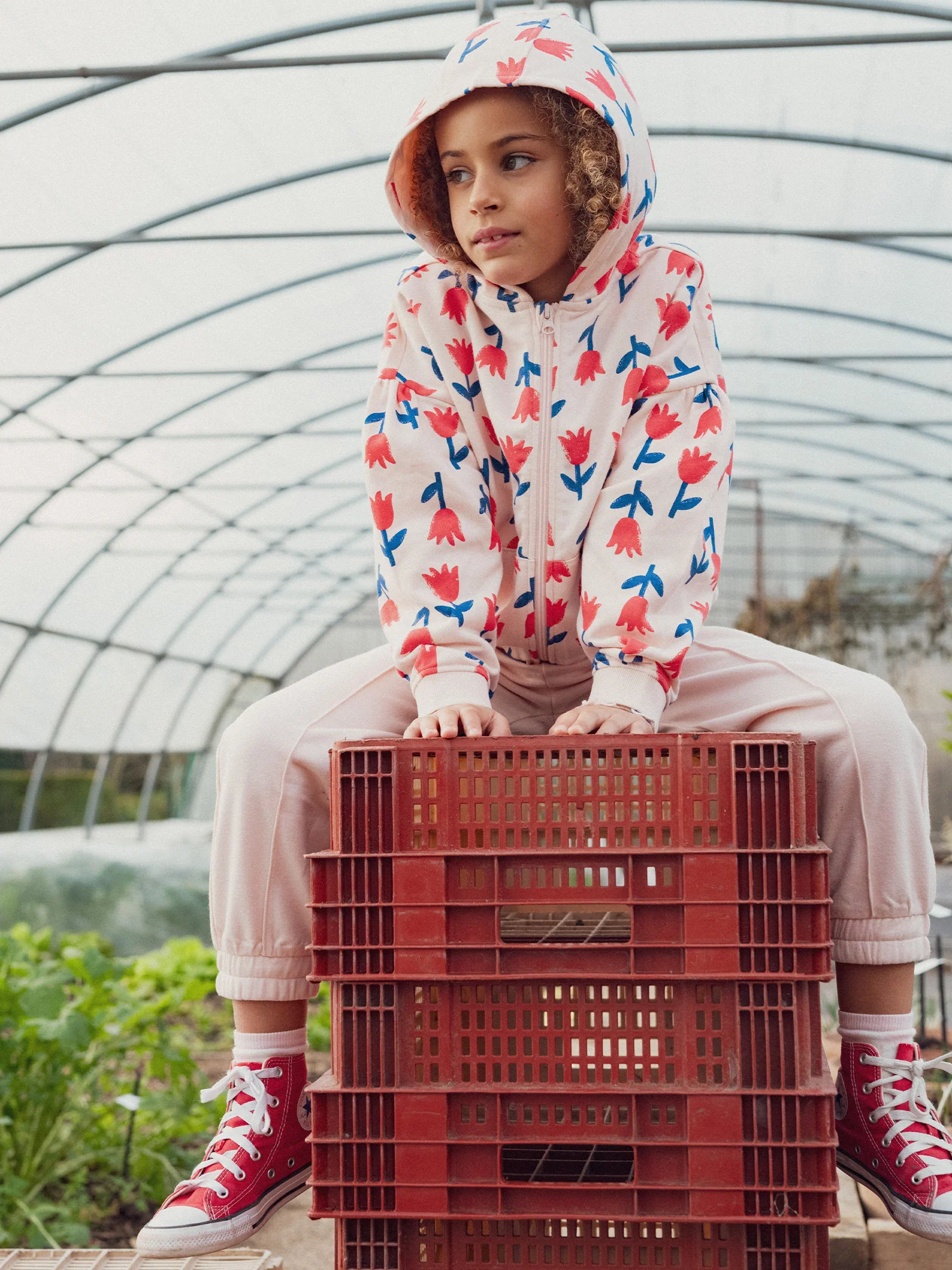Maglia da jogging rosa con papaveri per ragazze - Image 3