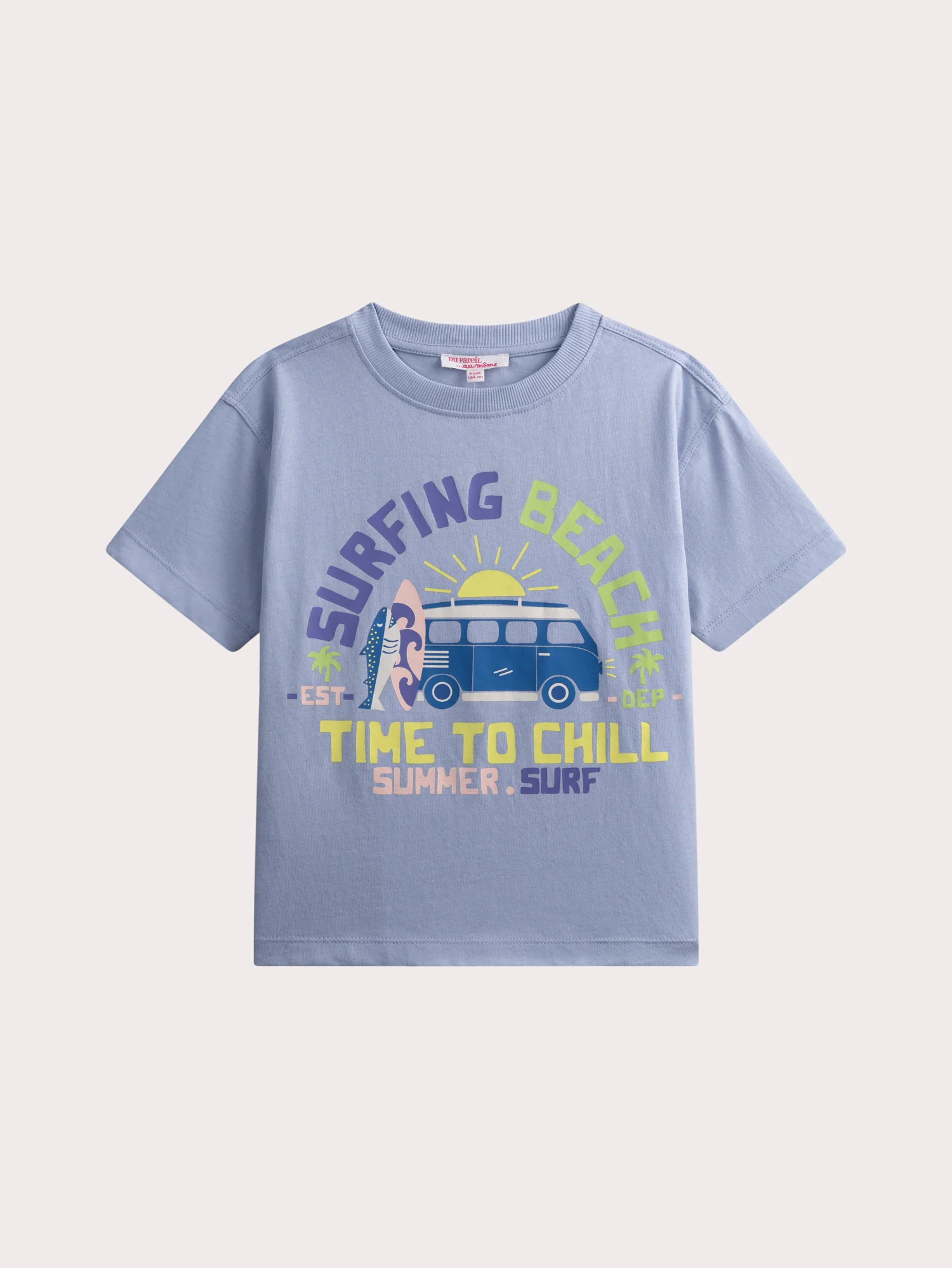 Maglietta blu con animazione surf