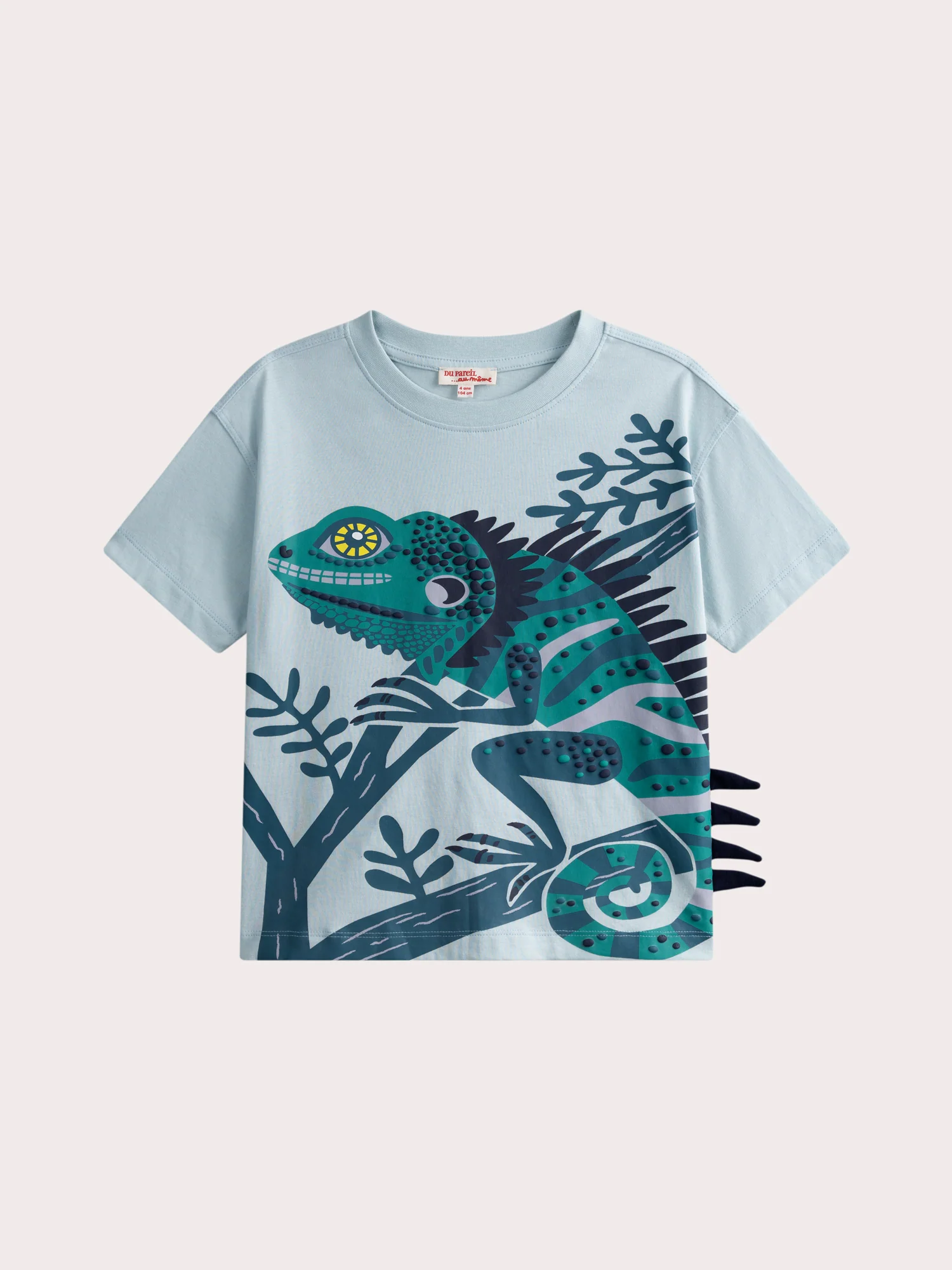 T-shirt blu maniche corte animazione lucertola