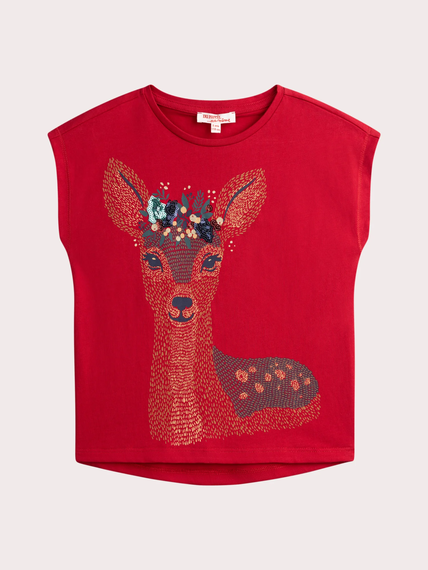 T-shirt a maniche corte con animazione di cervo per ragazze
