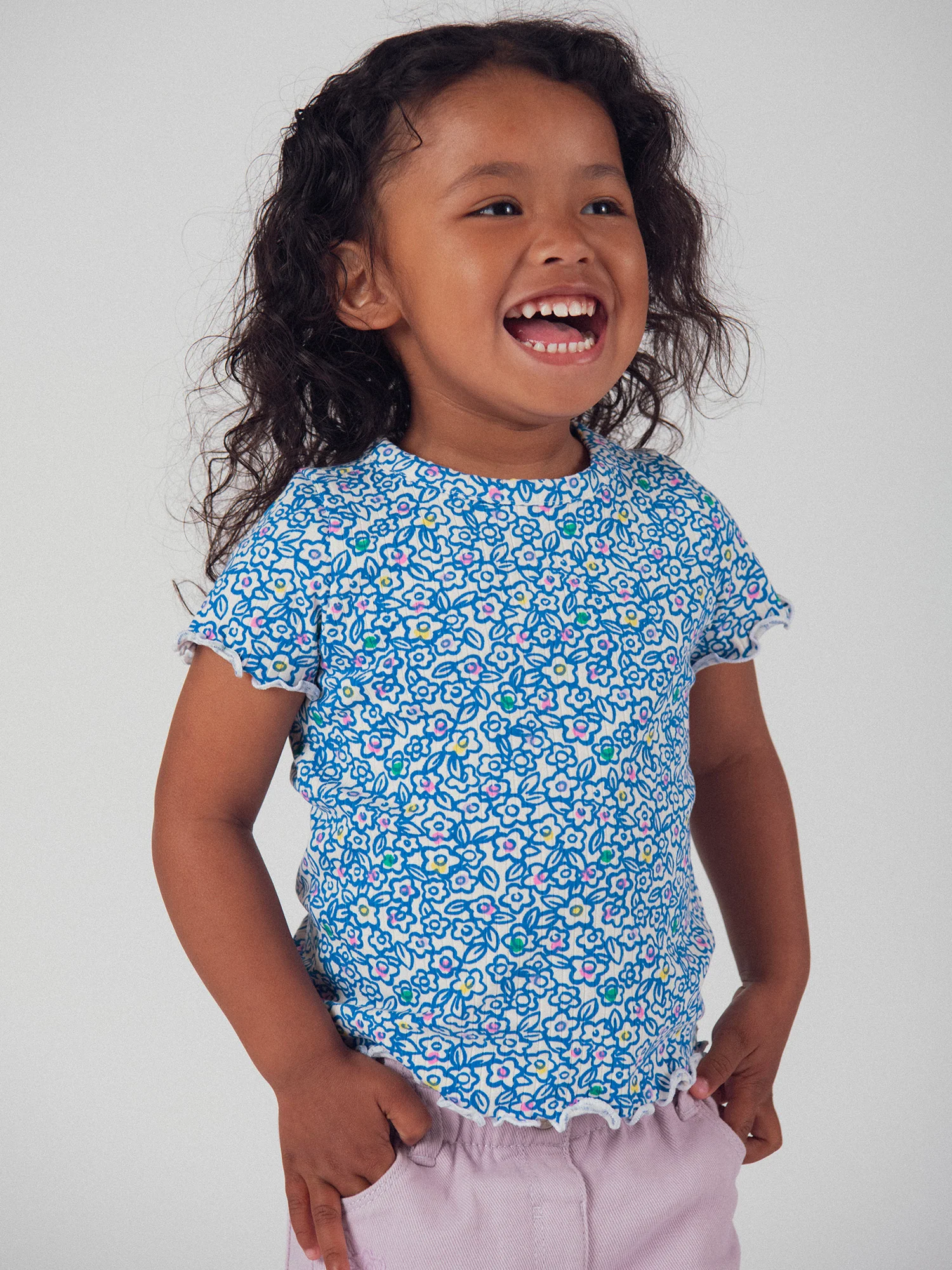 T-shirt Floreale Blu per Bambina - Image 3