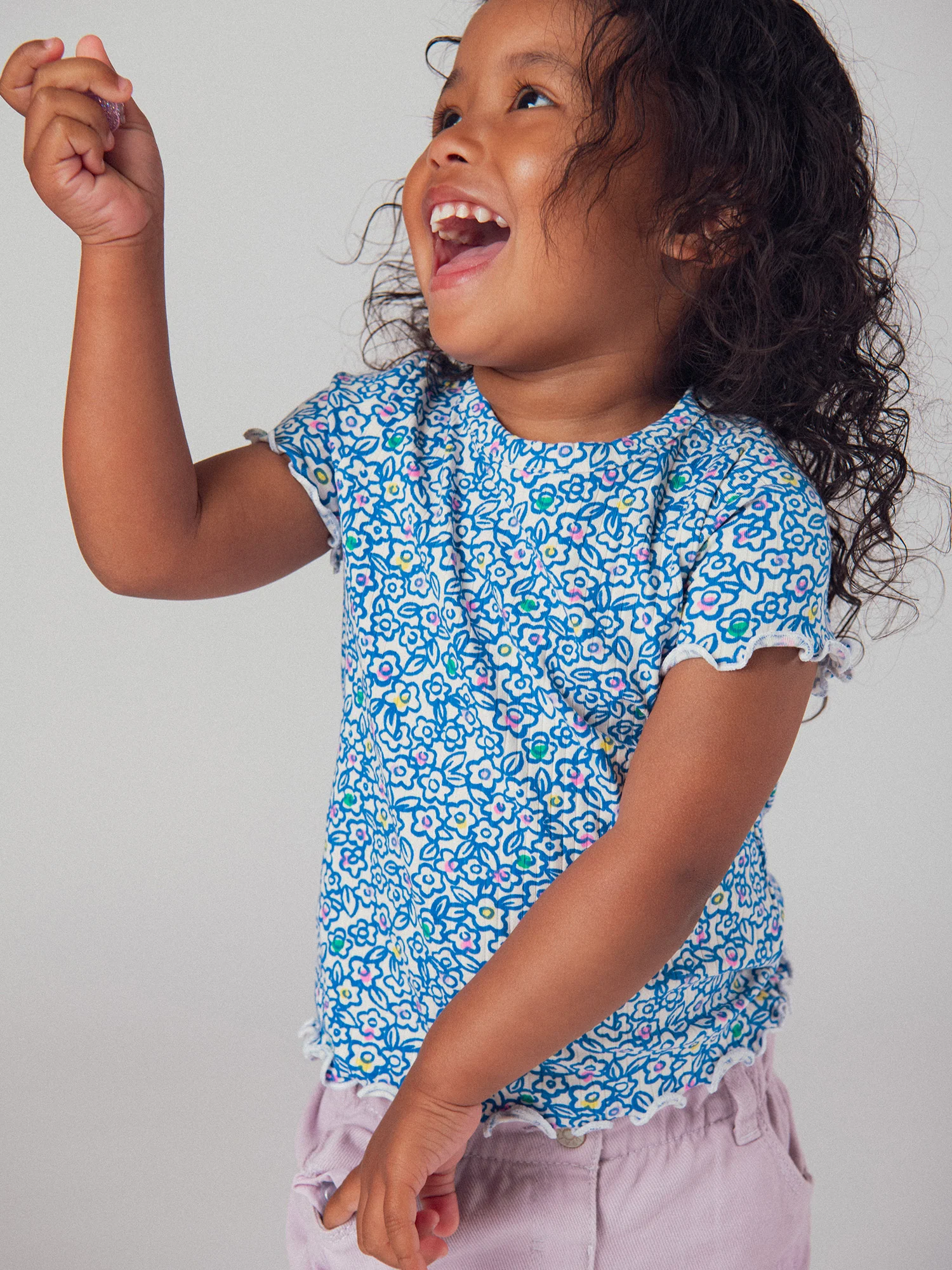 T-shirt Floreale Blu per Bambina - Image 4
