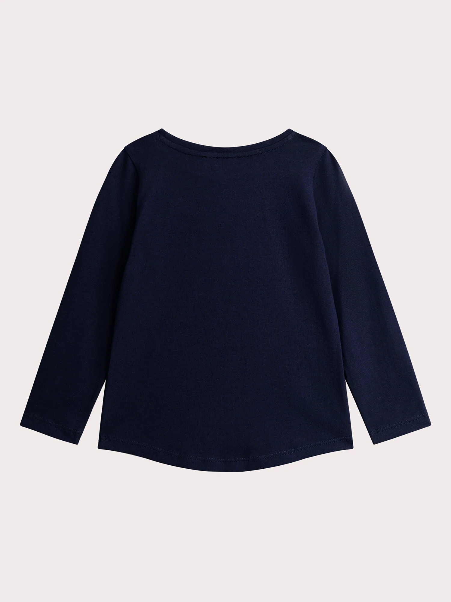 T-shirt blu marina con fiori in paillettes rosa per ragazze - Image 3