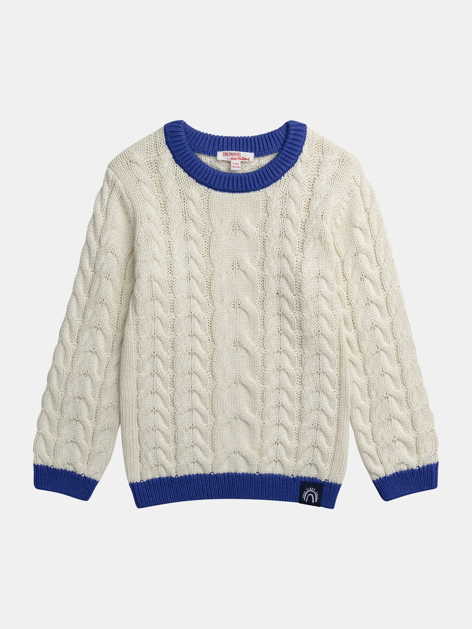 Maglione Beige con Dettagli Blu per Ragazzi