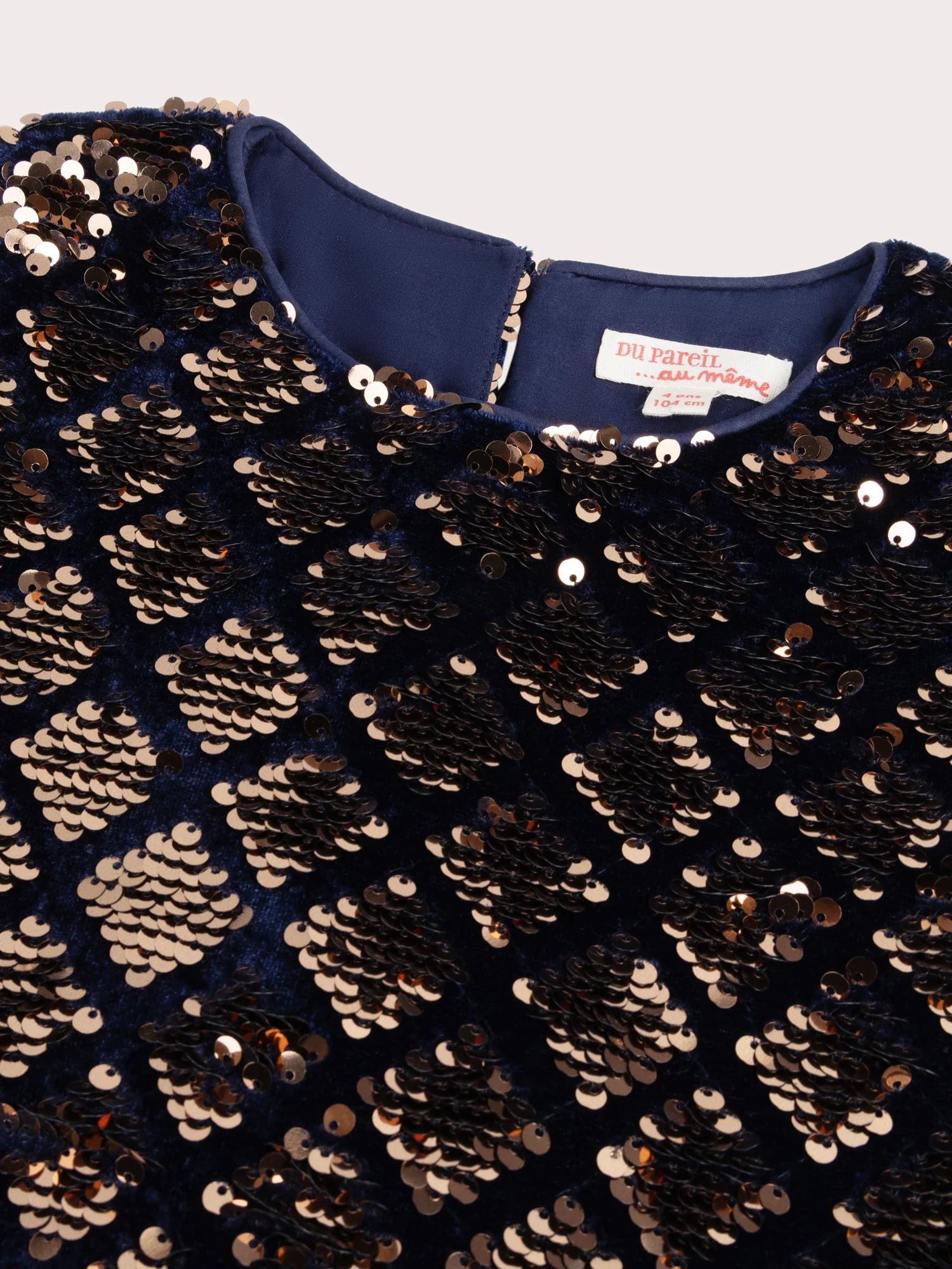 Abito in velours blu con paillettes reversibili per ragazze - Image 2
