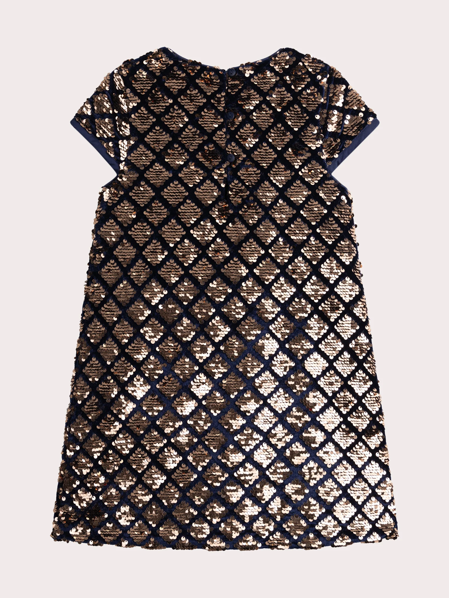 Abito in velours blu con paillettes reversibili per ragazze - Image 3