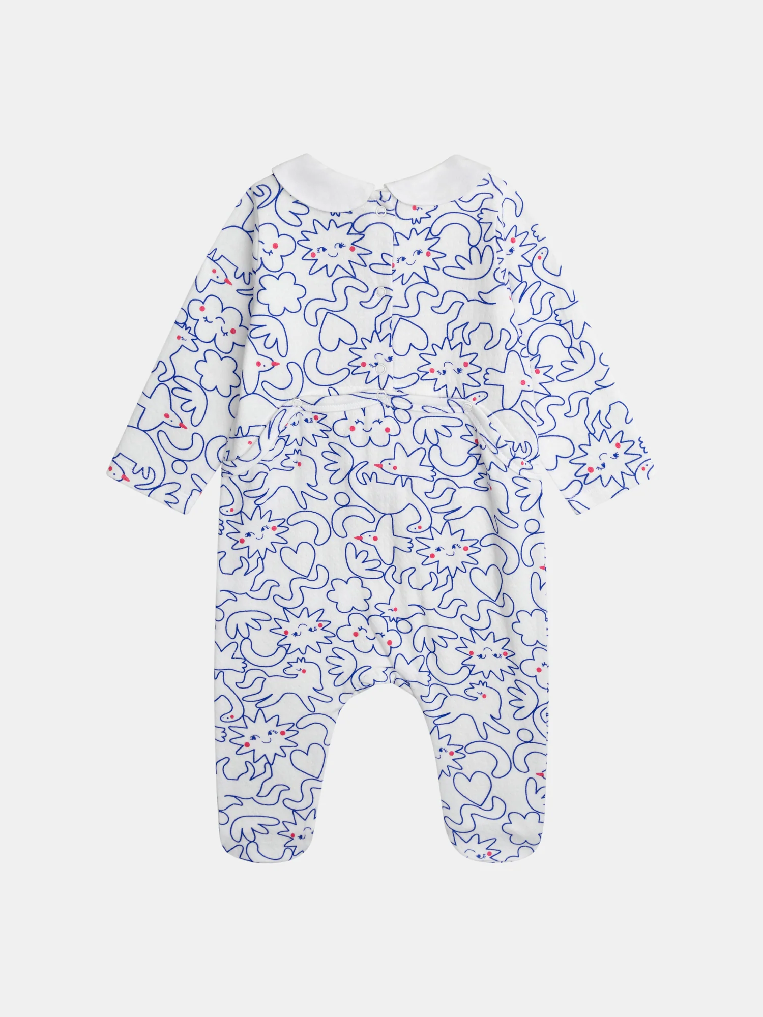 Pagliaccetto ecru con colletto Claudine e stampa blu "Dream" per bambina - Image 7