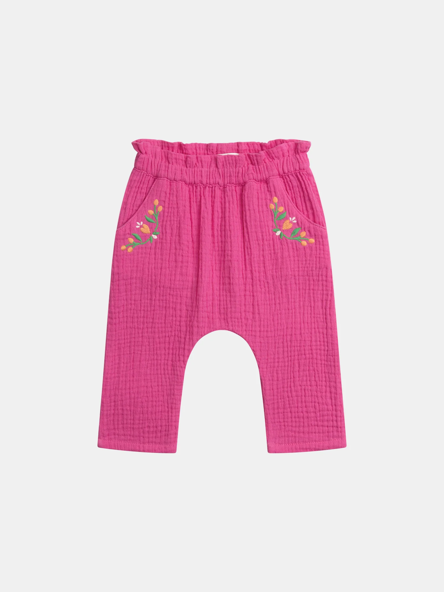 Pantaloni in doppia garza rosa passione per bambine