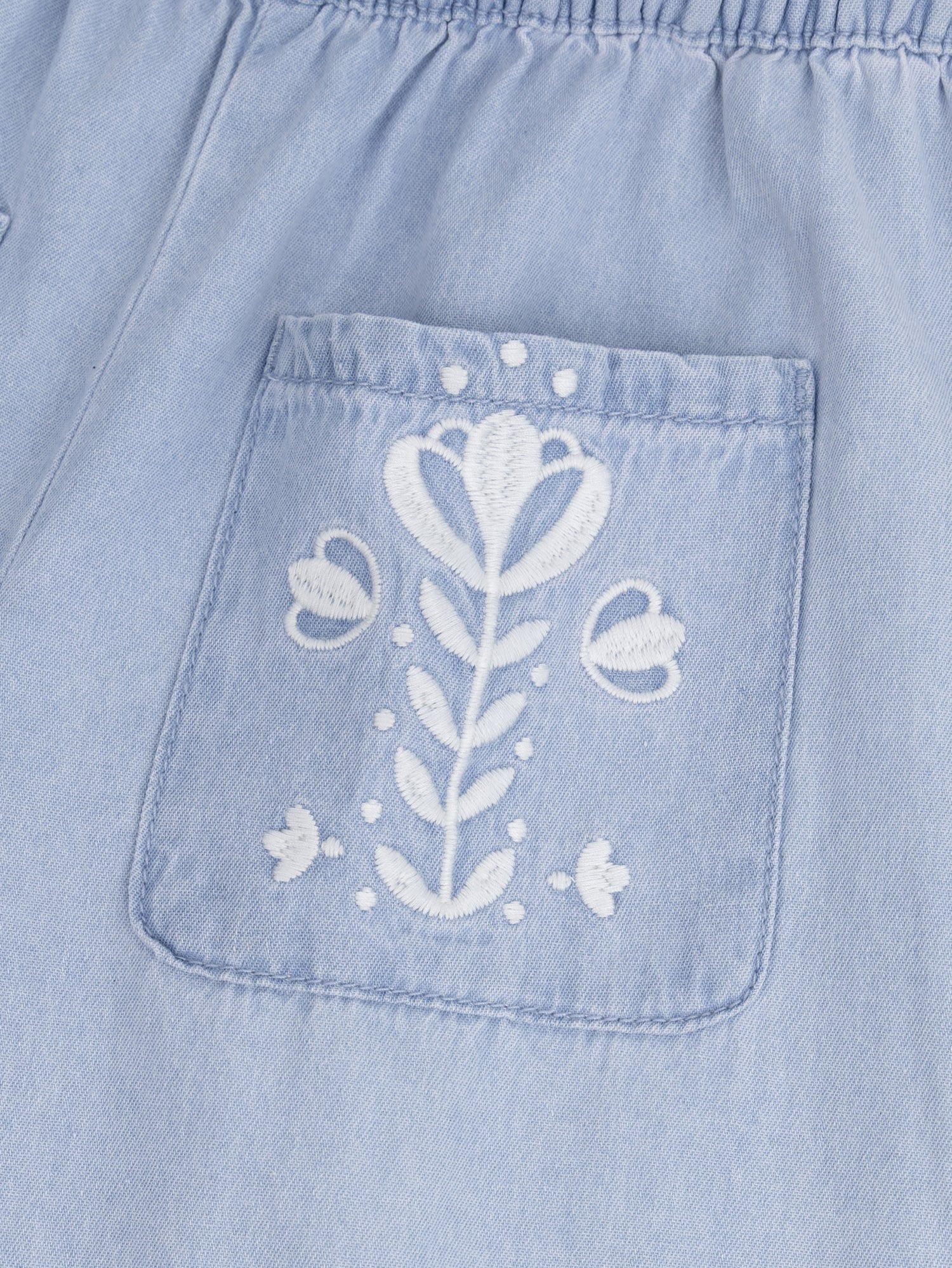 Pantaloni blu con ricami floreali per ragazze - Image 3