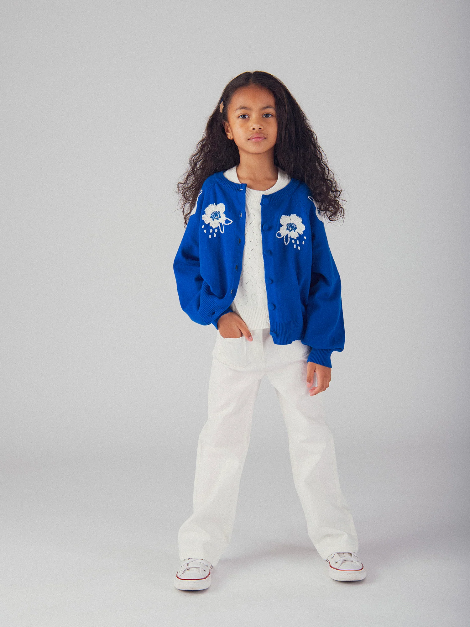 Pantaloni bianchi sporchi con tasche per ragazze - Image 2