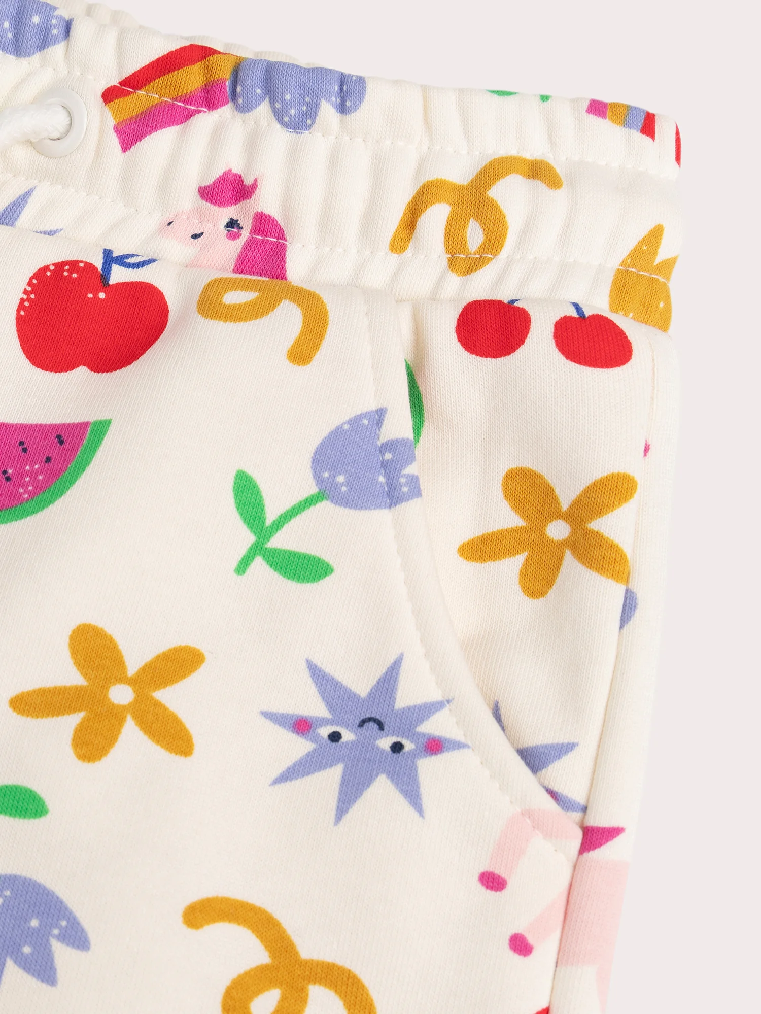 Pantaloni da jogging beige con stampa multicolore - Image 2