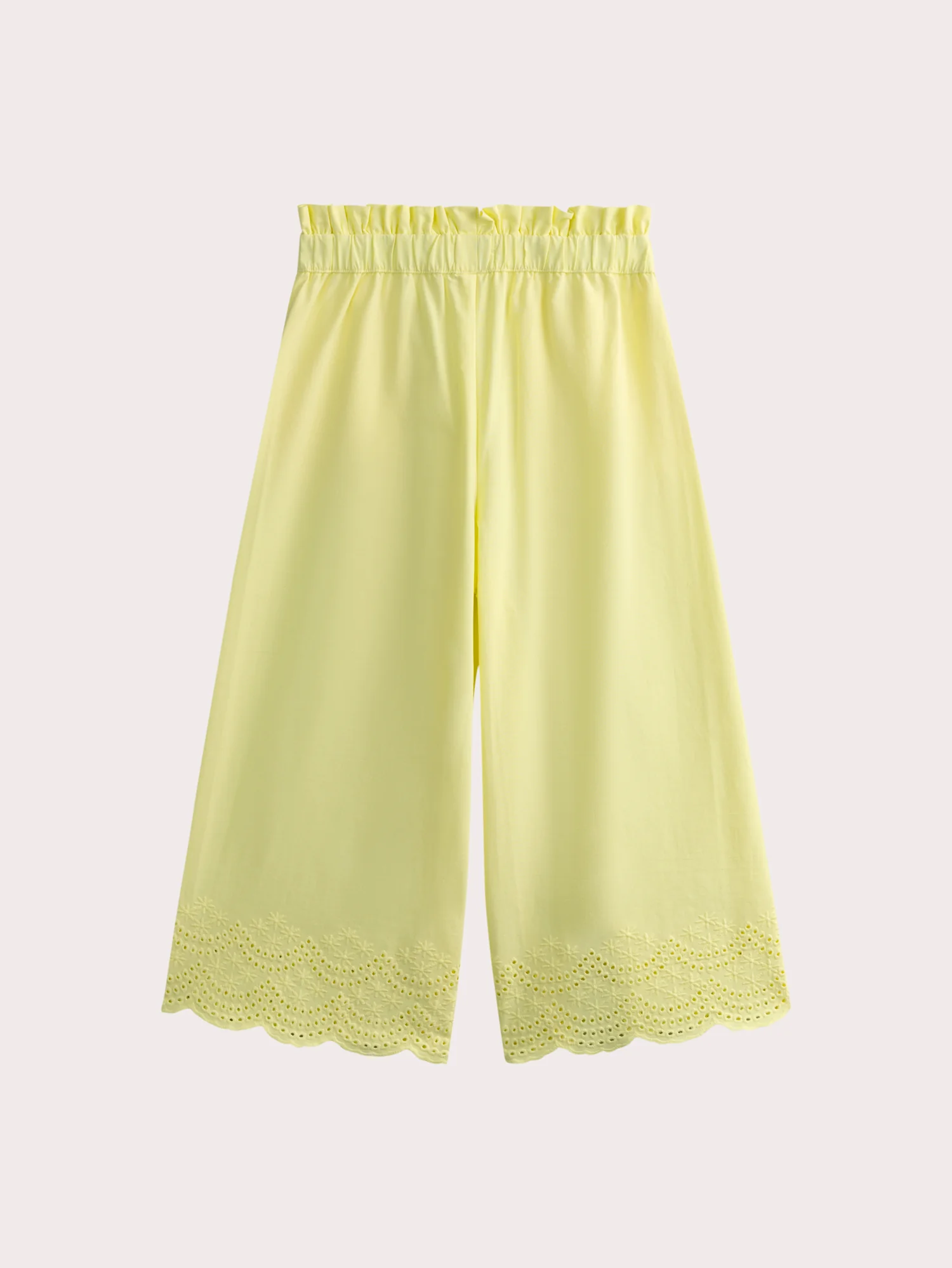 Pantaloni gialli con finiture di ricamo inglese - Image 4