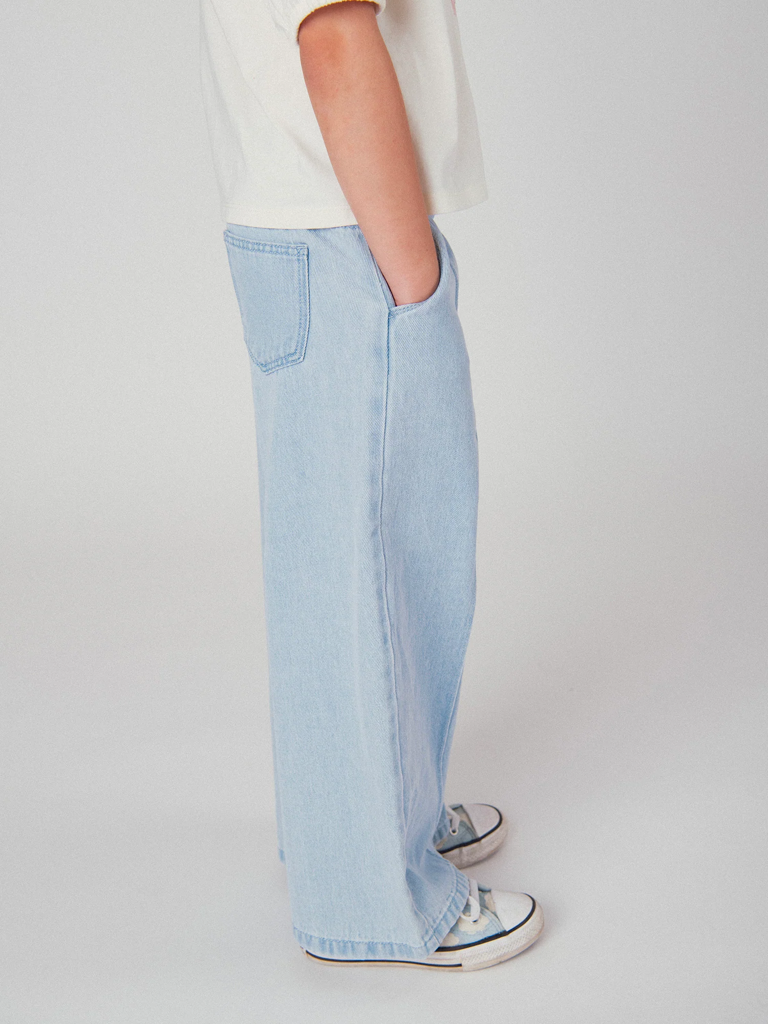 Pantaloni in denim blu chiaro con tasche per ragazze - Image 5