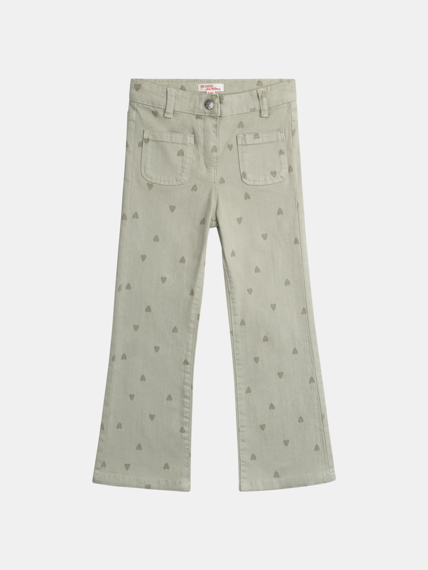Pantaloni kaki con stampa a cuore per ragazza