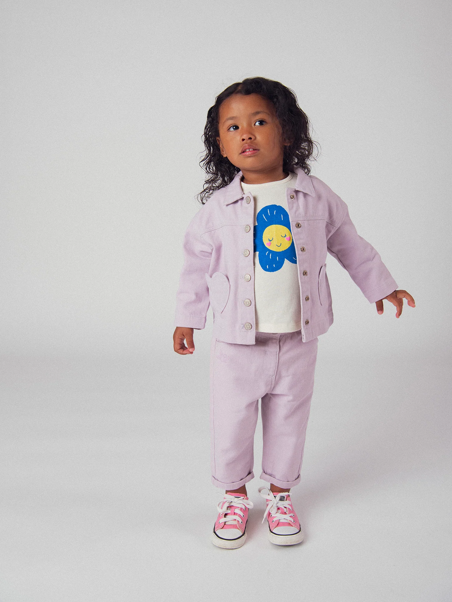 Pantaloni rosa lilla in twill per bambina - Image 3