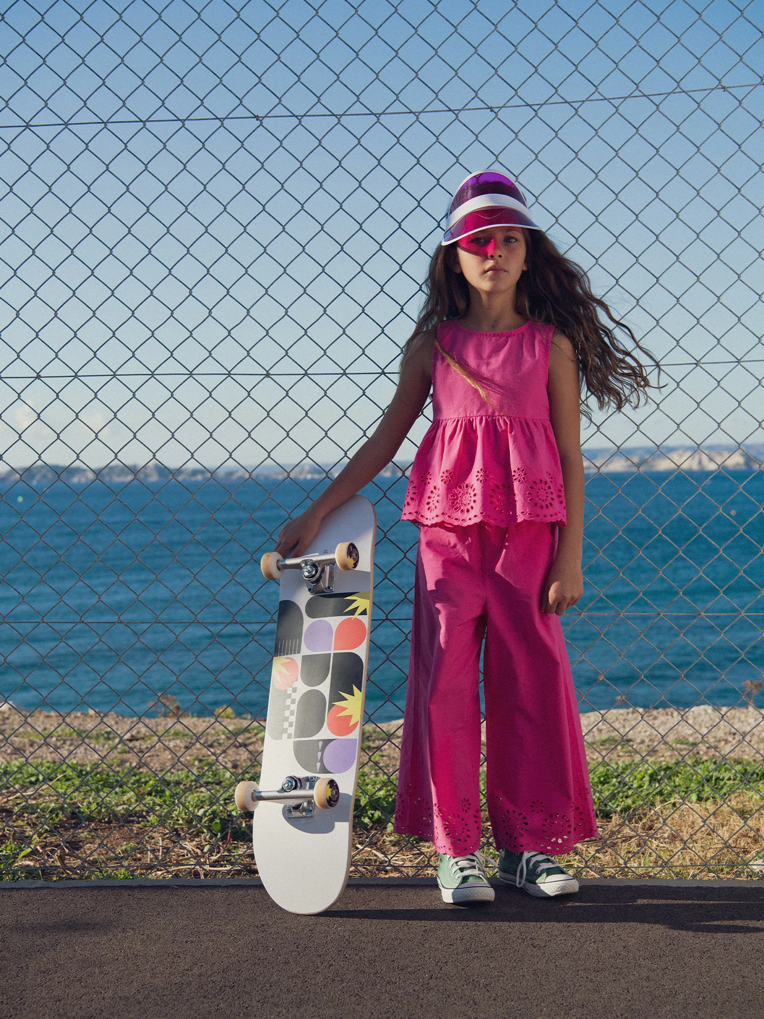 Pantaloni rosa con ricamo inglese per ragazze - Image 3